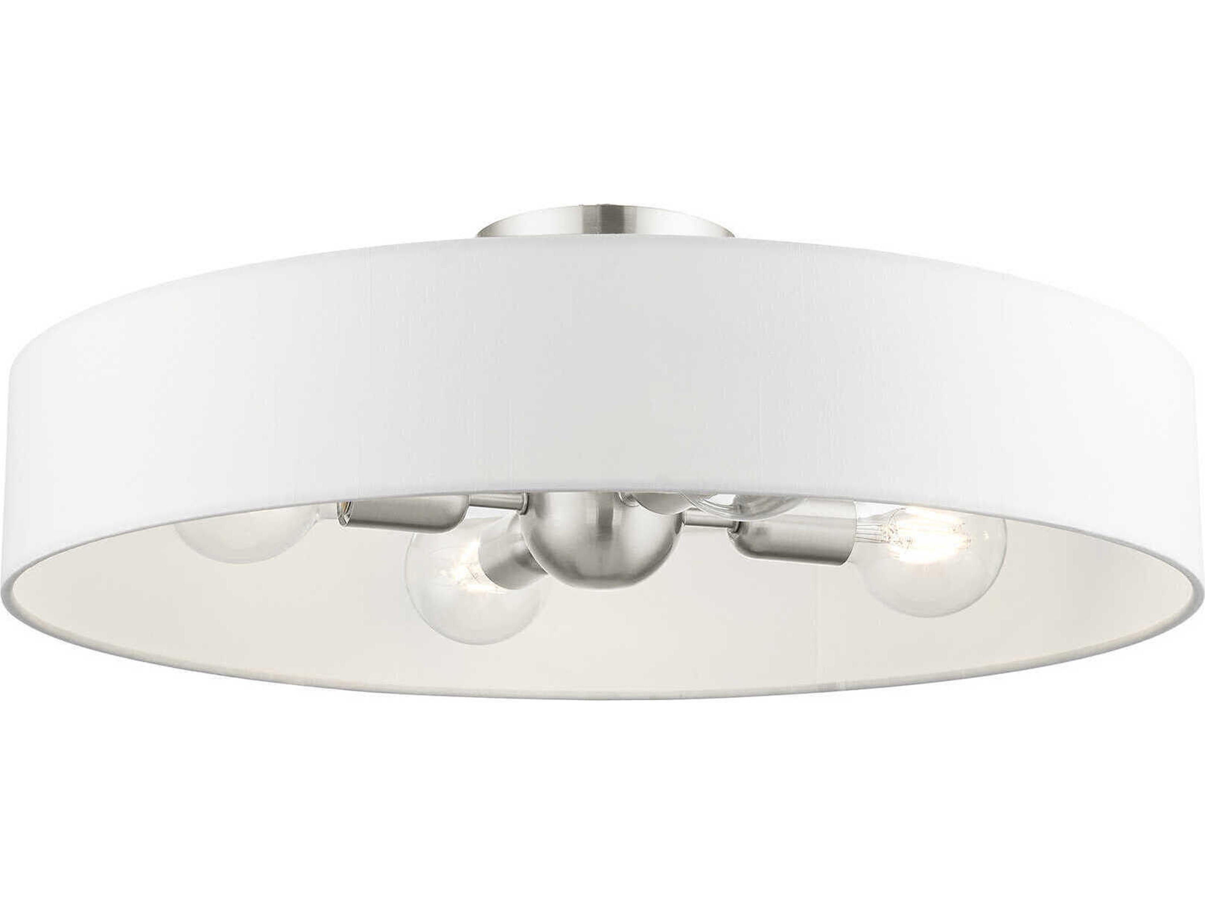 Livex Lighting Venlo 4-Light Brushed Nickel White Drum Geometric Semi Flush Mount