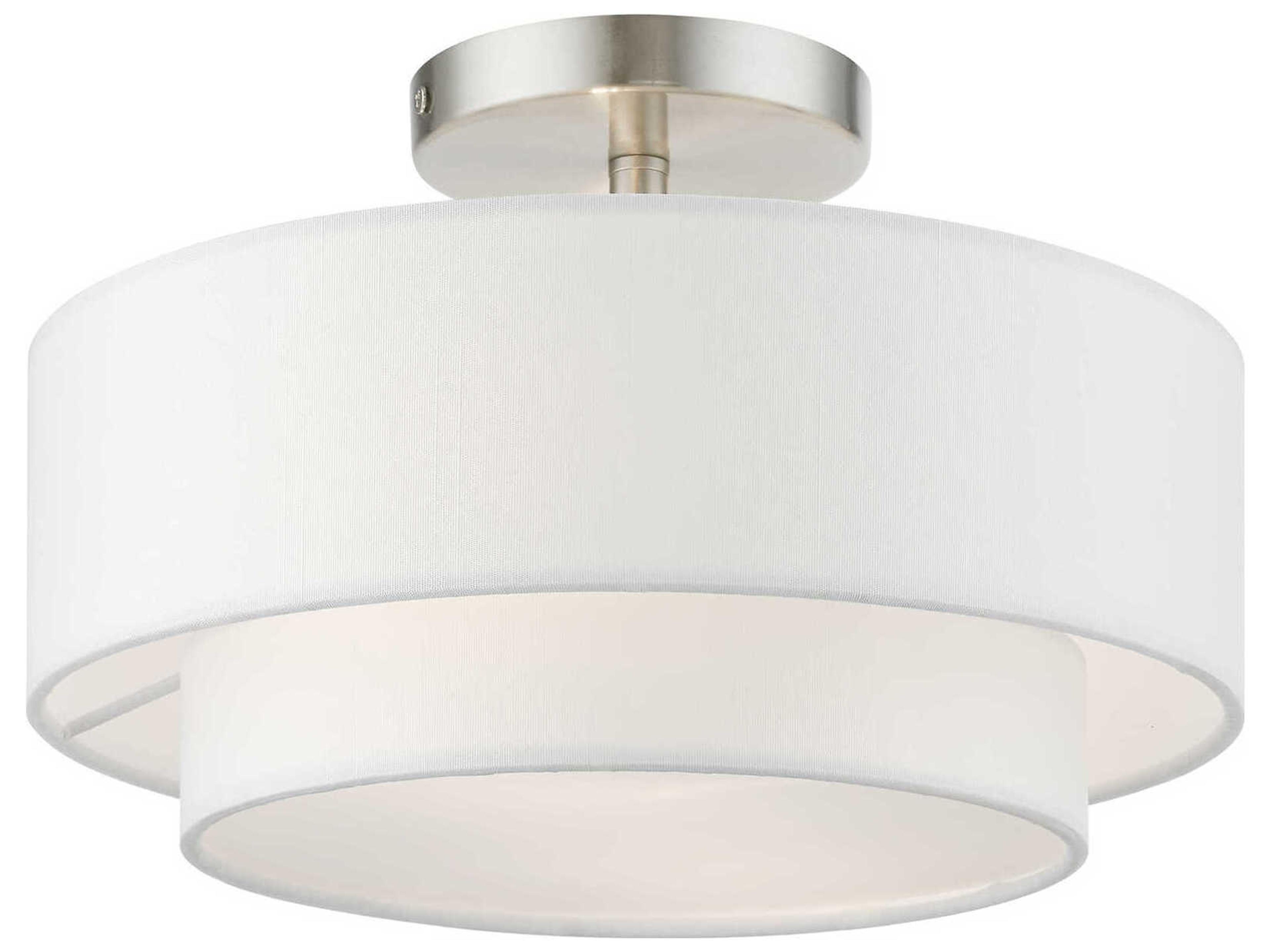 Livex Lighting Meridian 2-Light Brushed Nickel Drum Semi Flush Mount