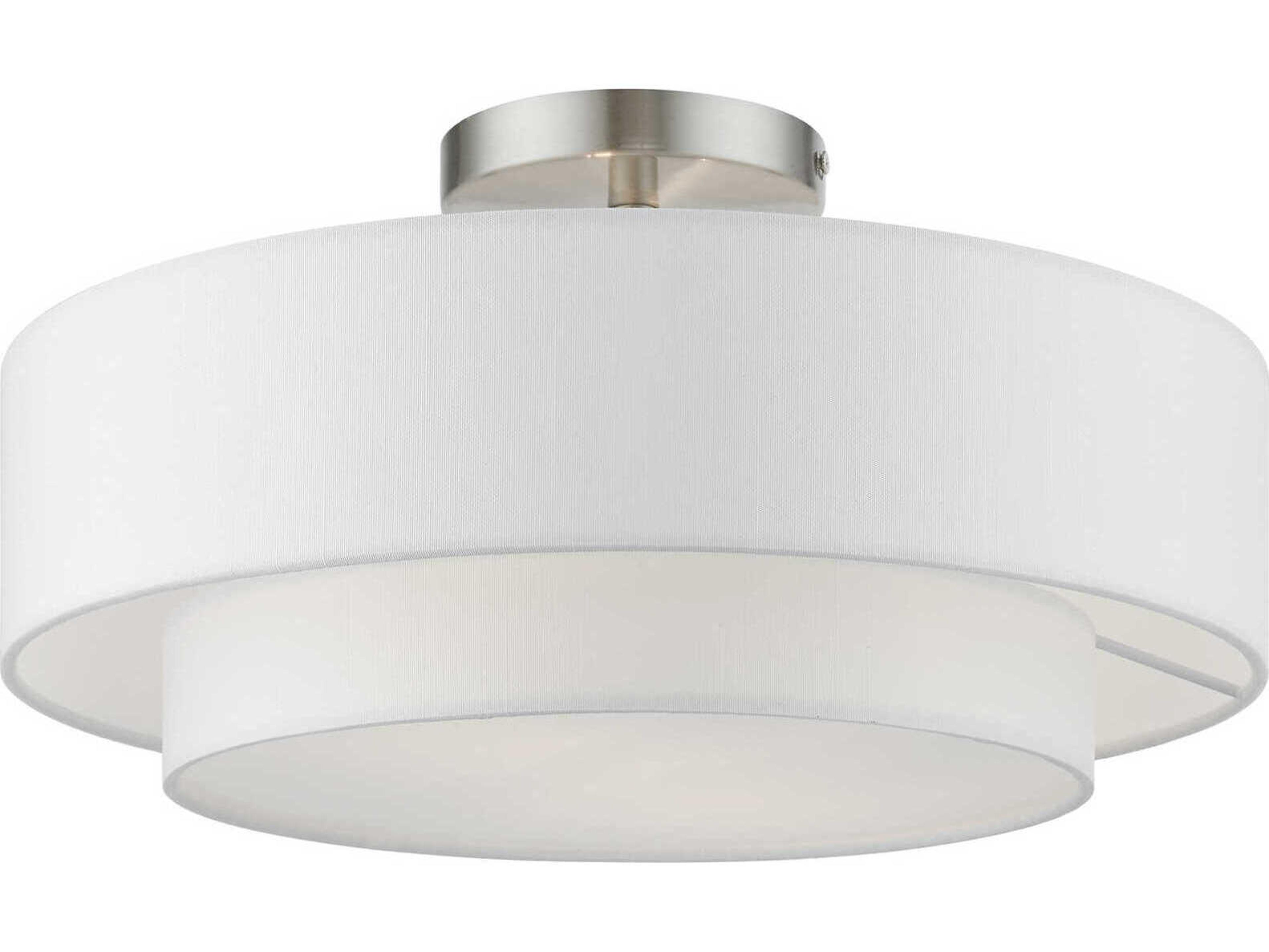 Livex Lighting Meridian 2-Light Brushed Nickel Drum Semi Flush Mount