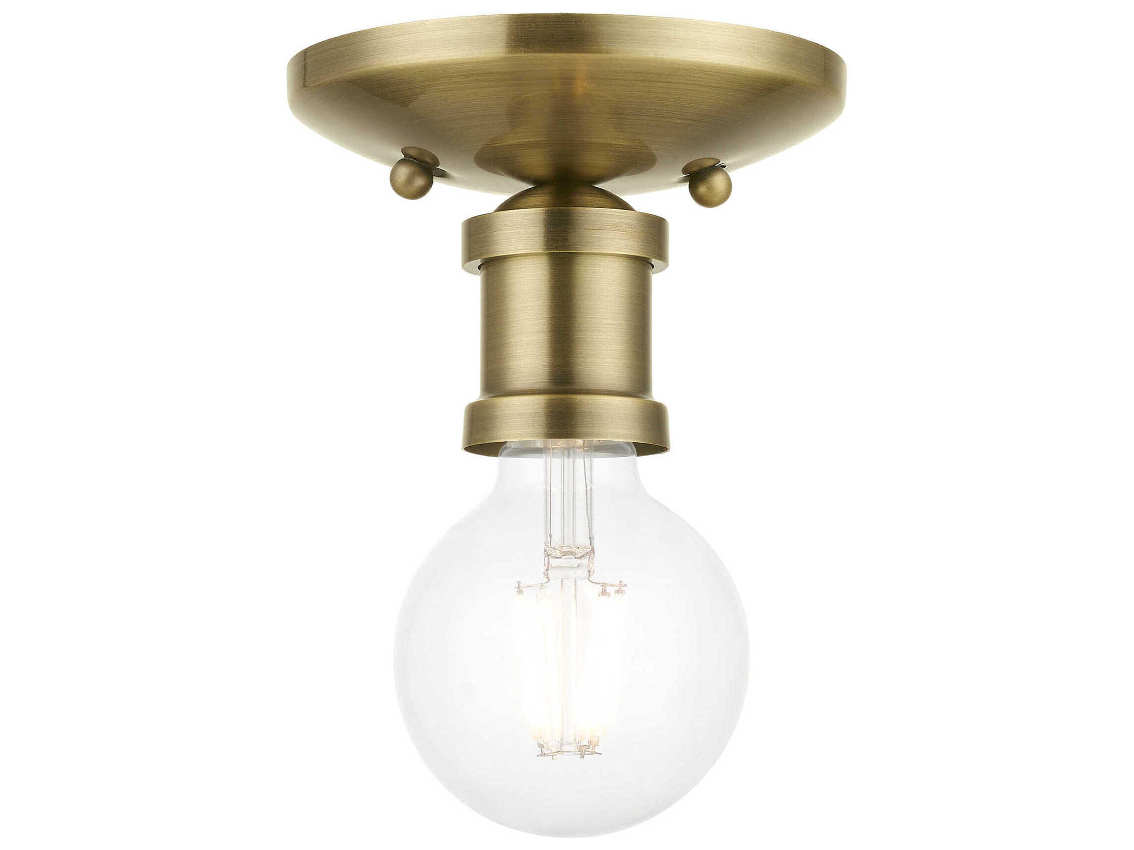 Livex Lighting Lansdale 1-Light Antique Brass Semi Flush Mount