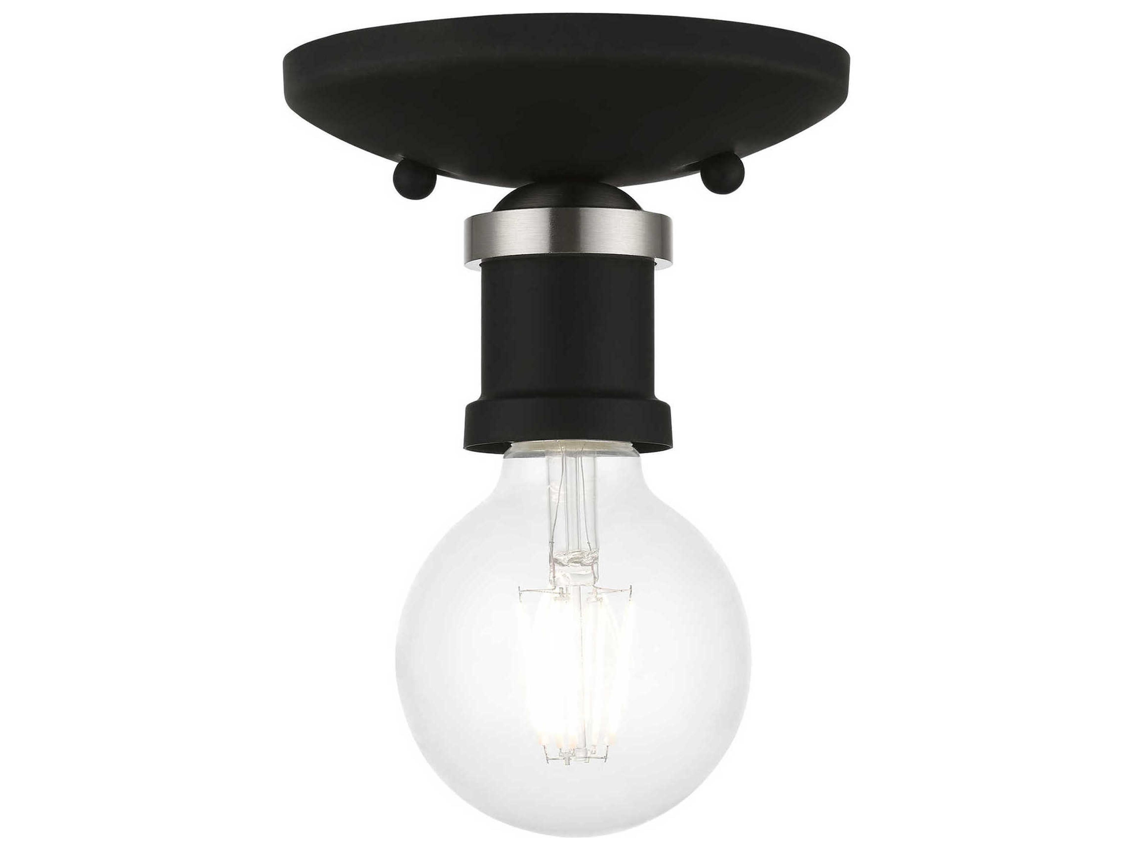 Livex Lighting Lansdale 1-Light Black Brushed Nickel Semi Flush Mount