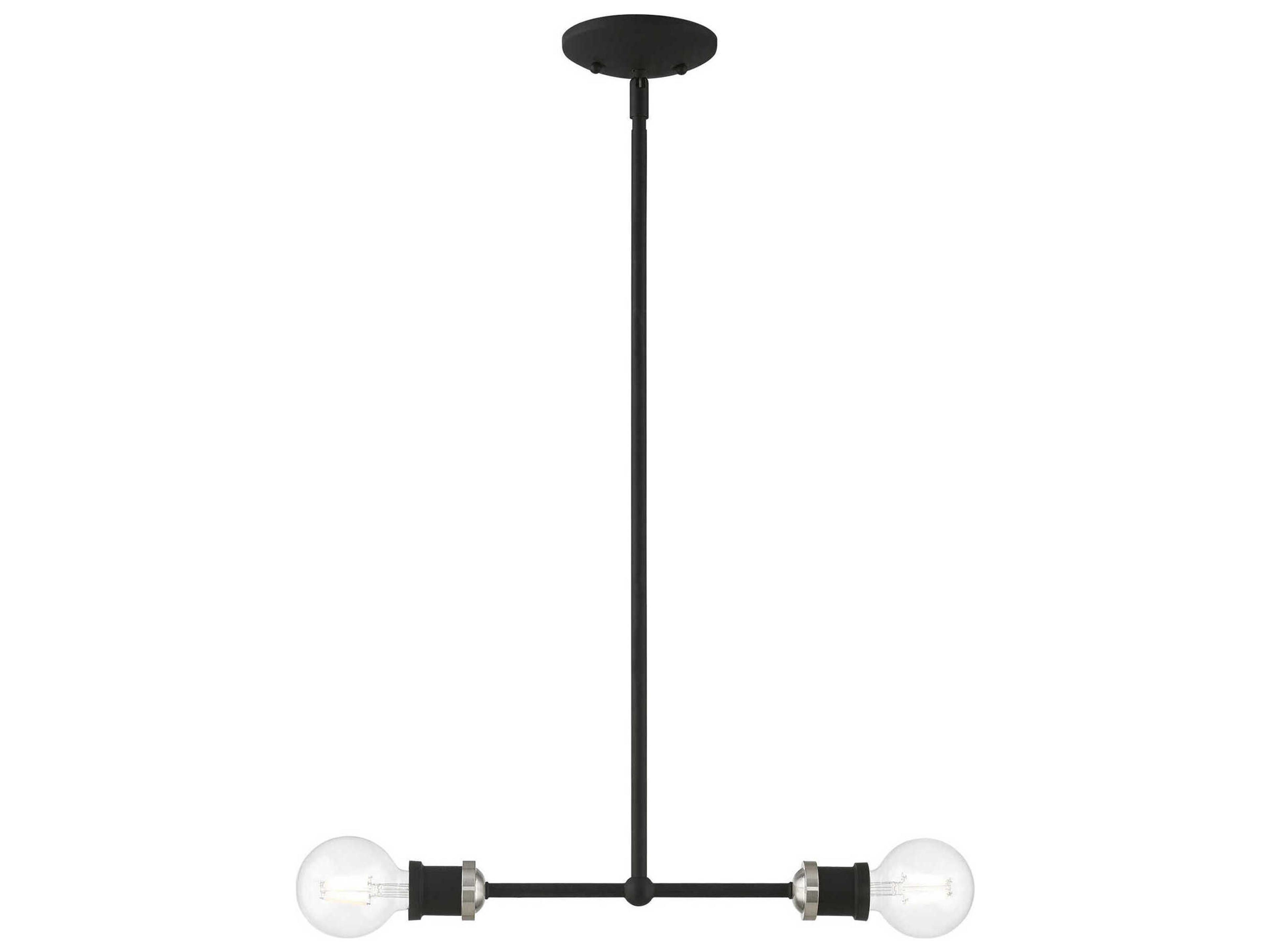 Livex Lighting Lansdale 2-Light Black Brushed Nickel Linear Island Pendant