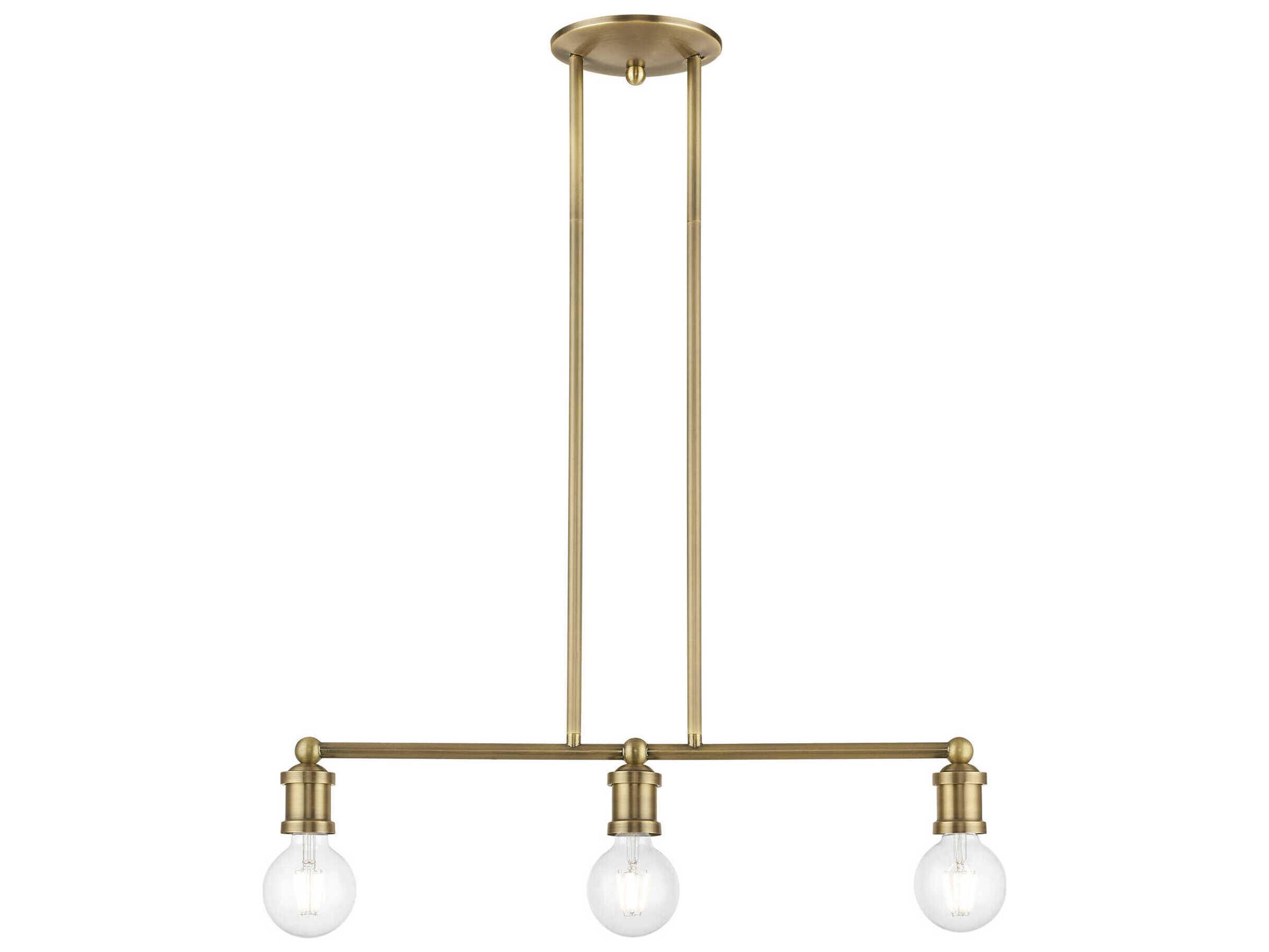 Livex Lighting Lansdale 3-Light Antique Brass Linear Island Pendant