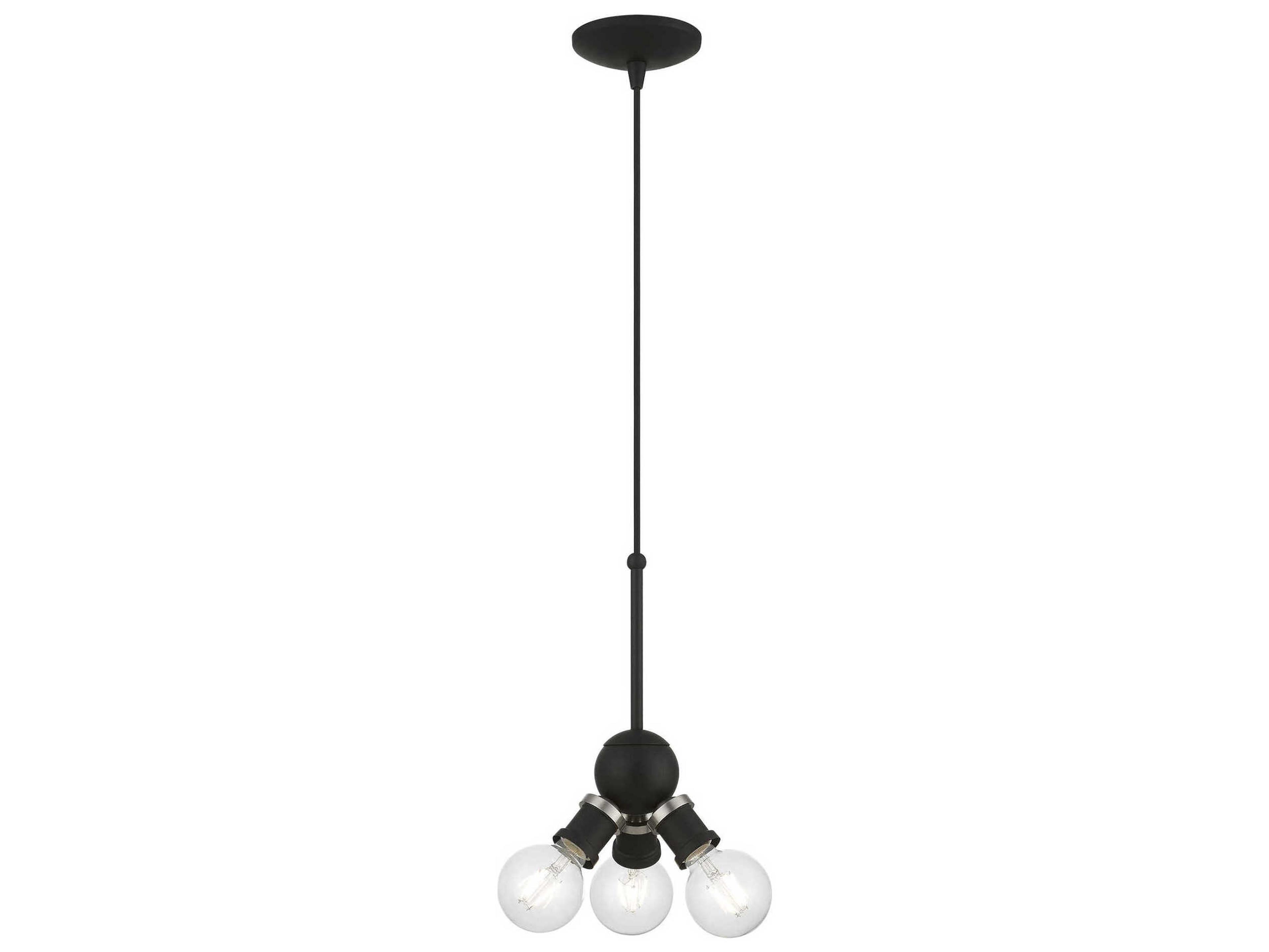 Livex Lighting Lansdale 3-Light Black Brushed Nickel Mini Pendant