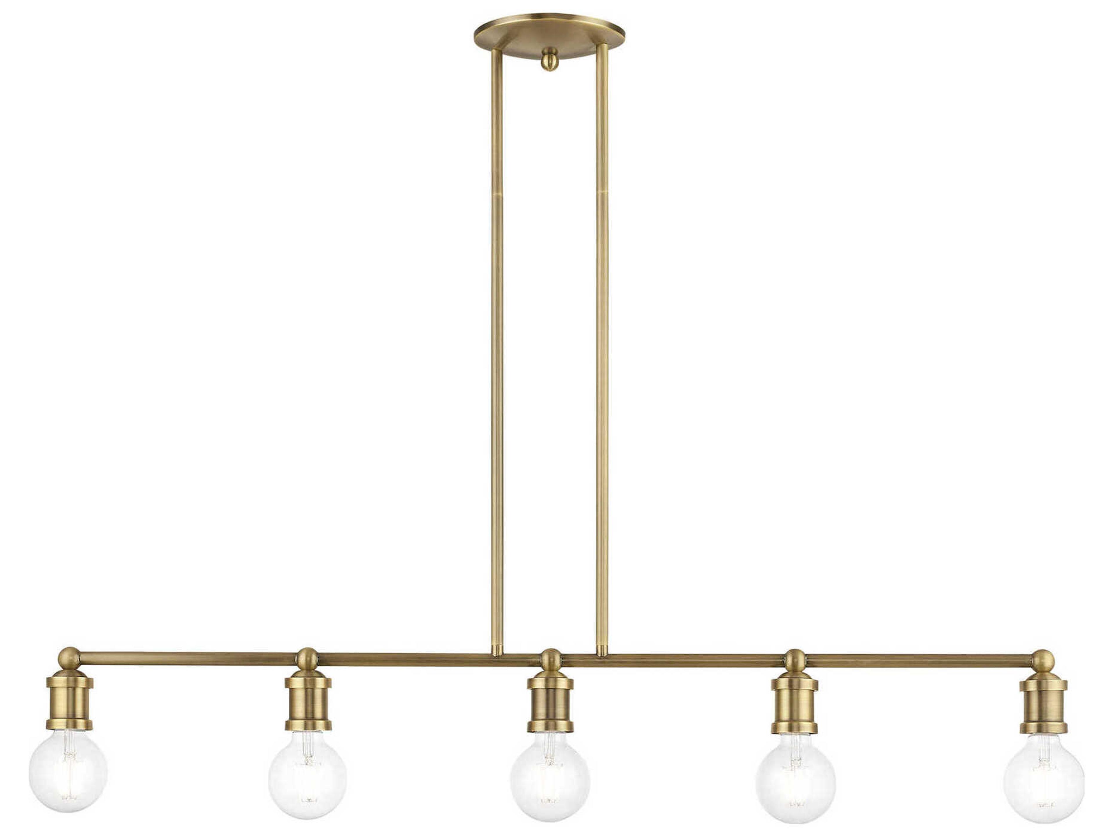 Livex Lighting Lansdale 5-Light Antique Brass Linear Island Pendant