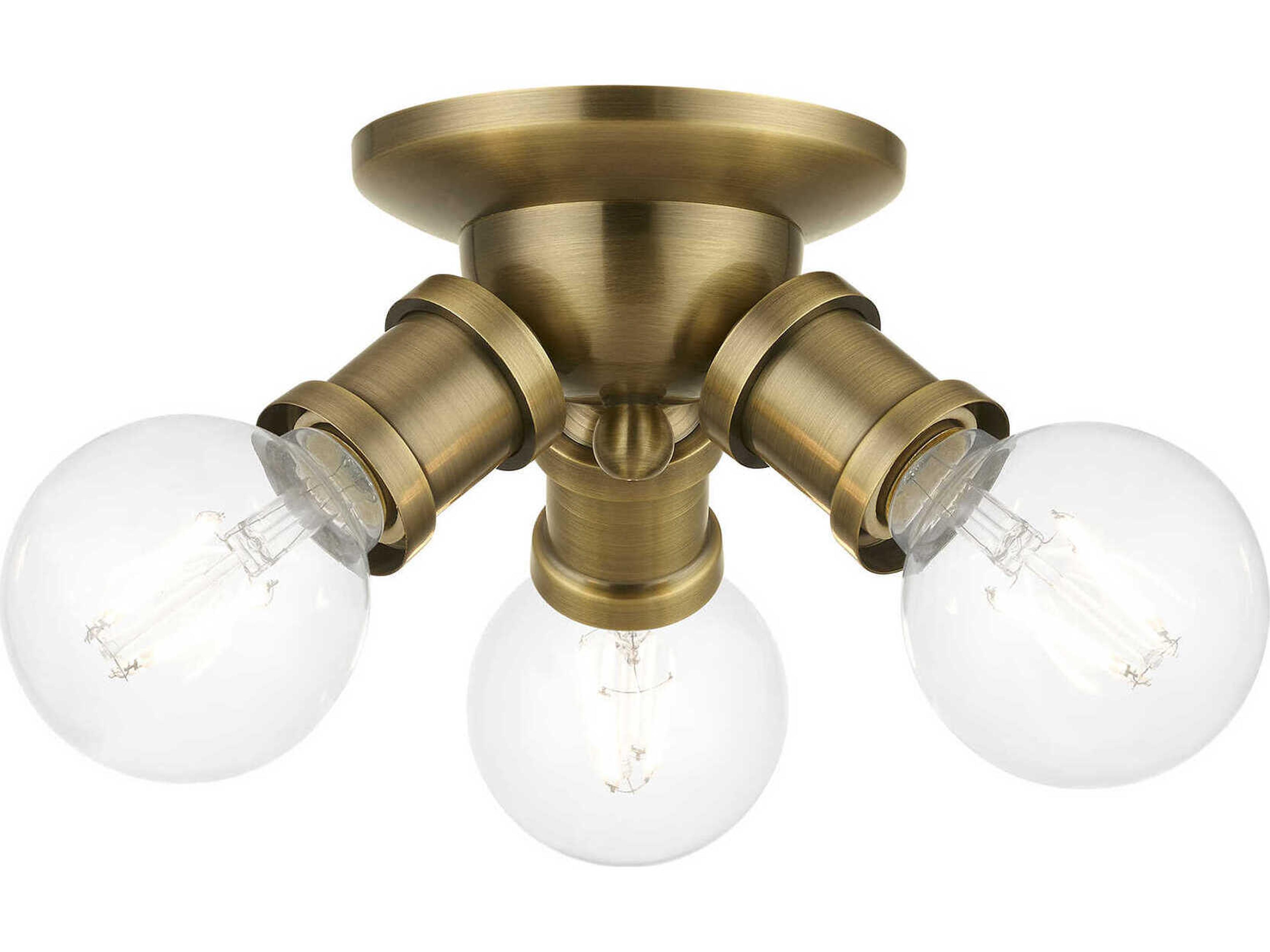 Livex Lighting Lansdale 3-Light Antique Brass Semi Flush Mount