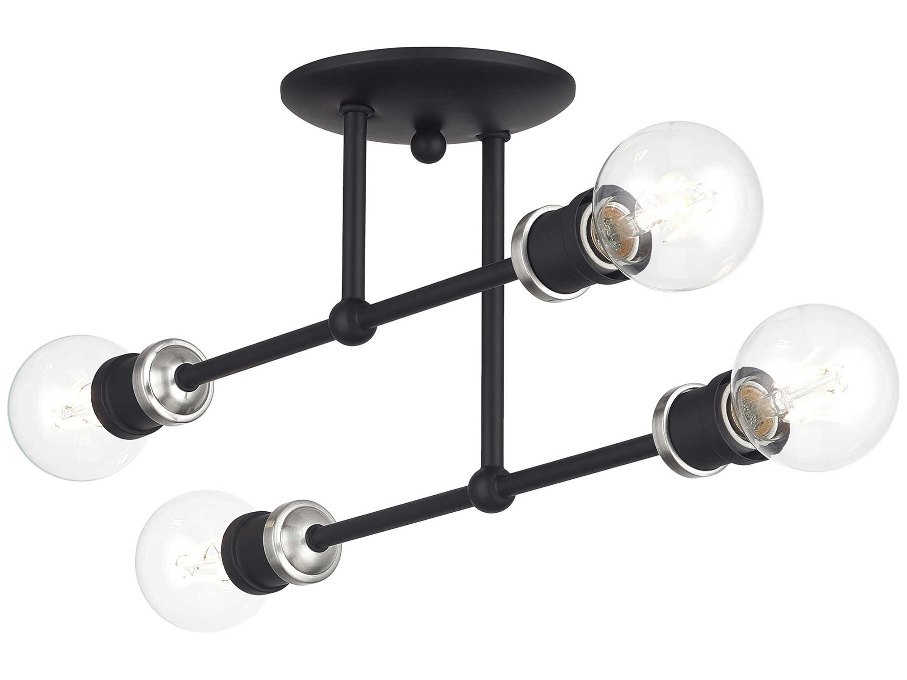 Livex Lighting Delacroix 4-Light Black Brushed Nickel Semi Flush Mount