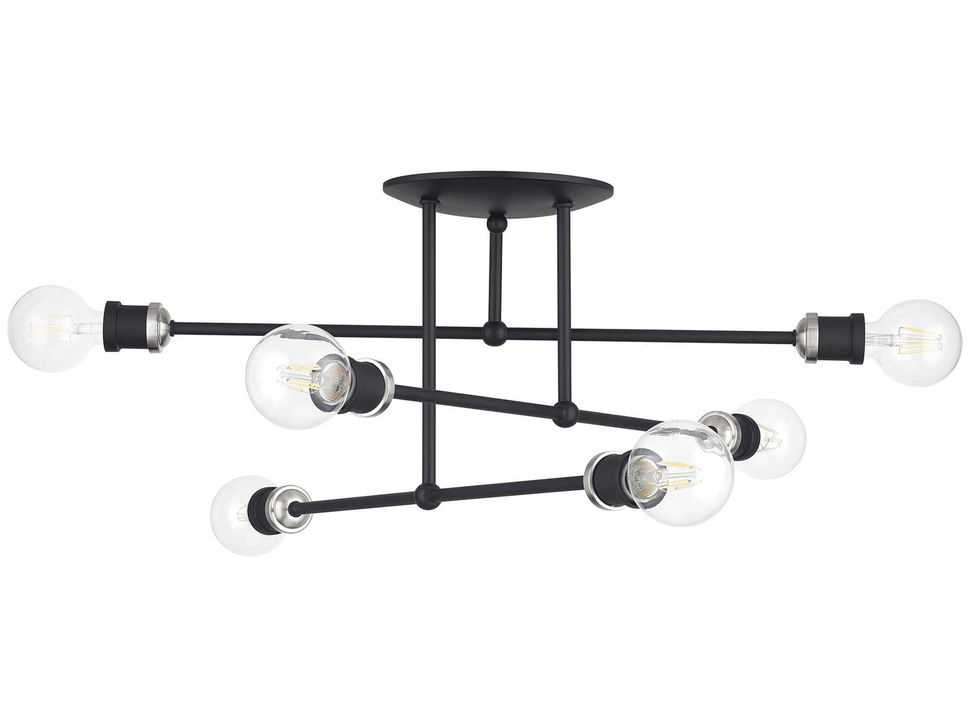 Livex Lighting Delacroix 6-Light Black Brushed Nickel Semi Flush Mount