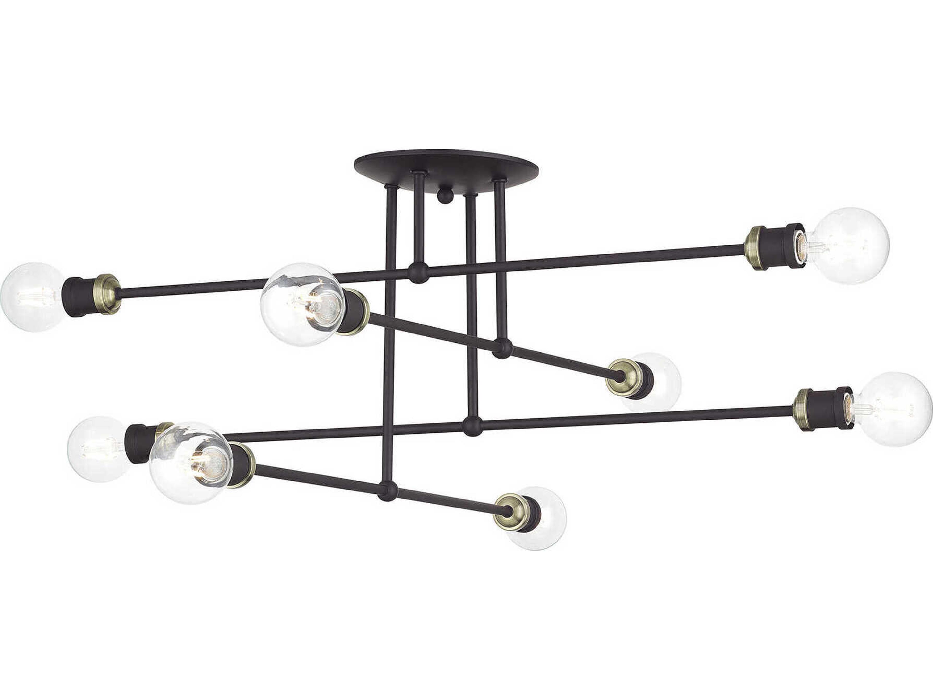 Livex Lighting Delacroix 8-Light Bronze Antique Brass Semi Flush Mount