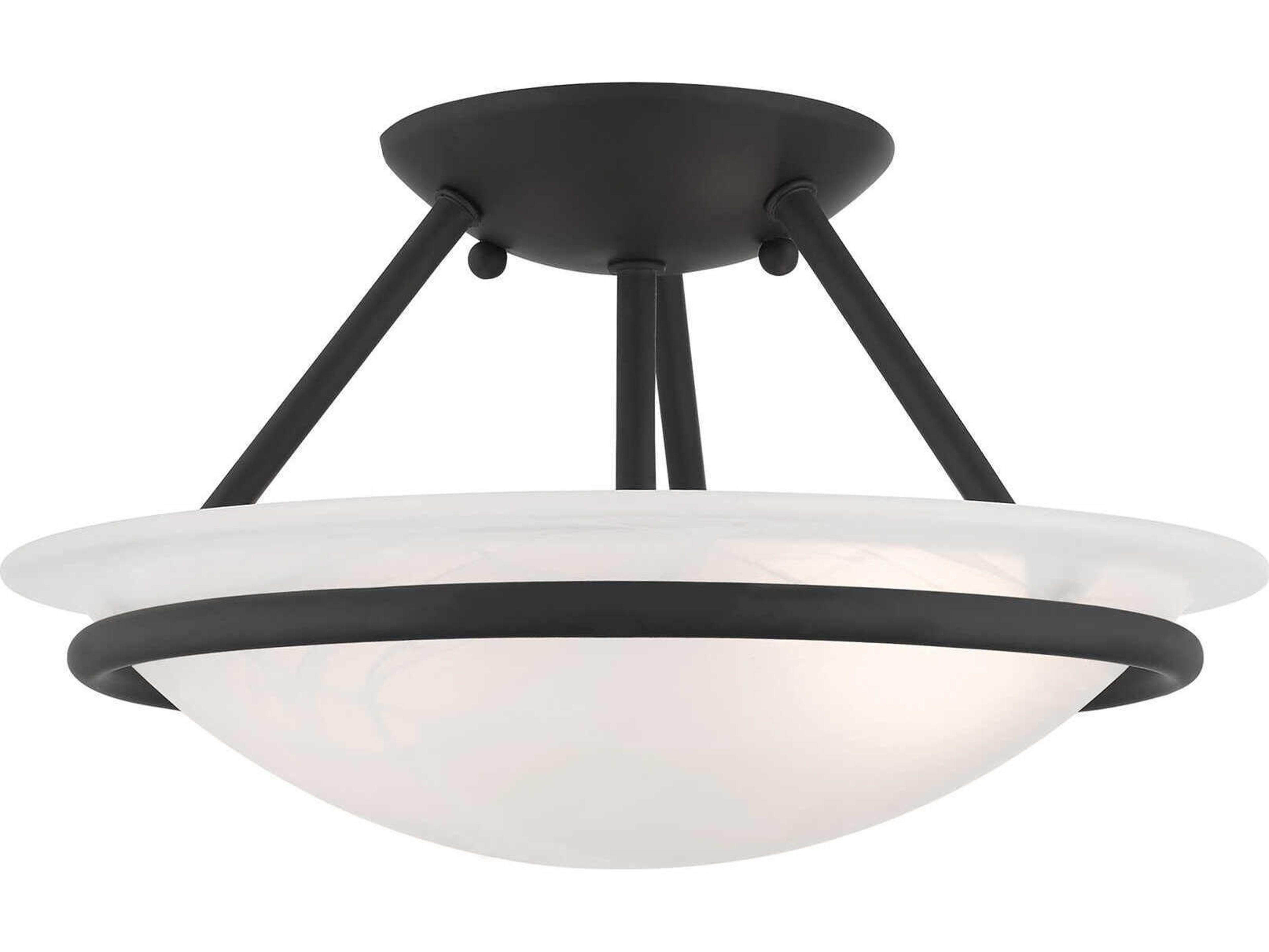 Livex Lighting Newburgh 2-Light Black Glass Bowl Semi Flush Mount