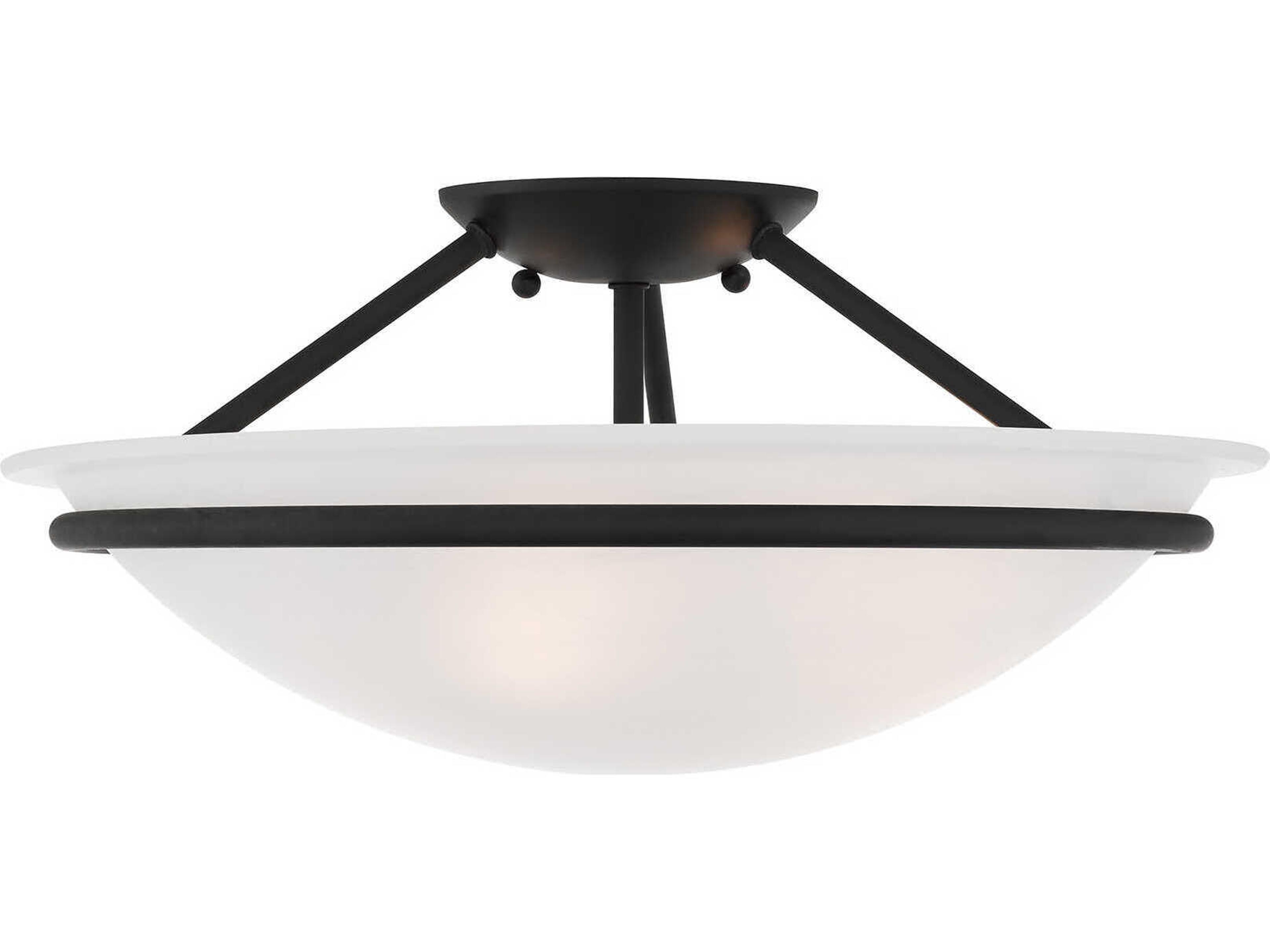 Livex Lighting Newburgh 3-Light Black Glass Bowl Semi Flush Mount