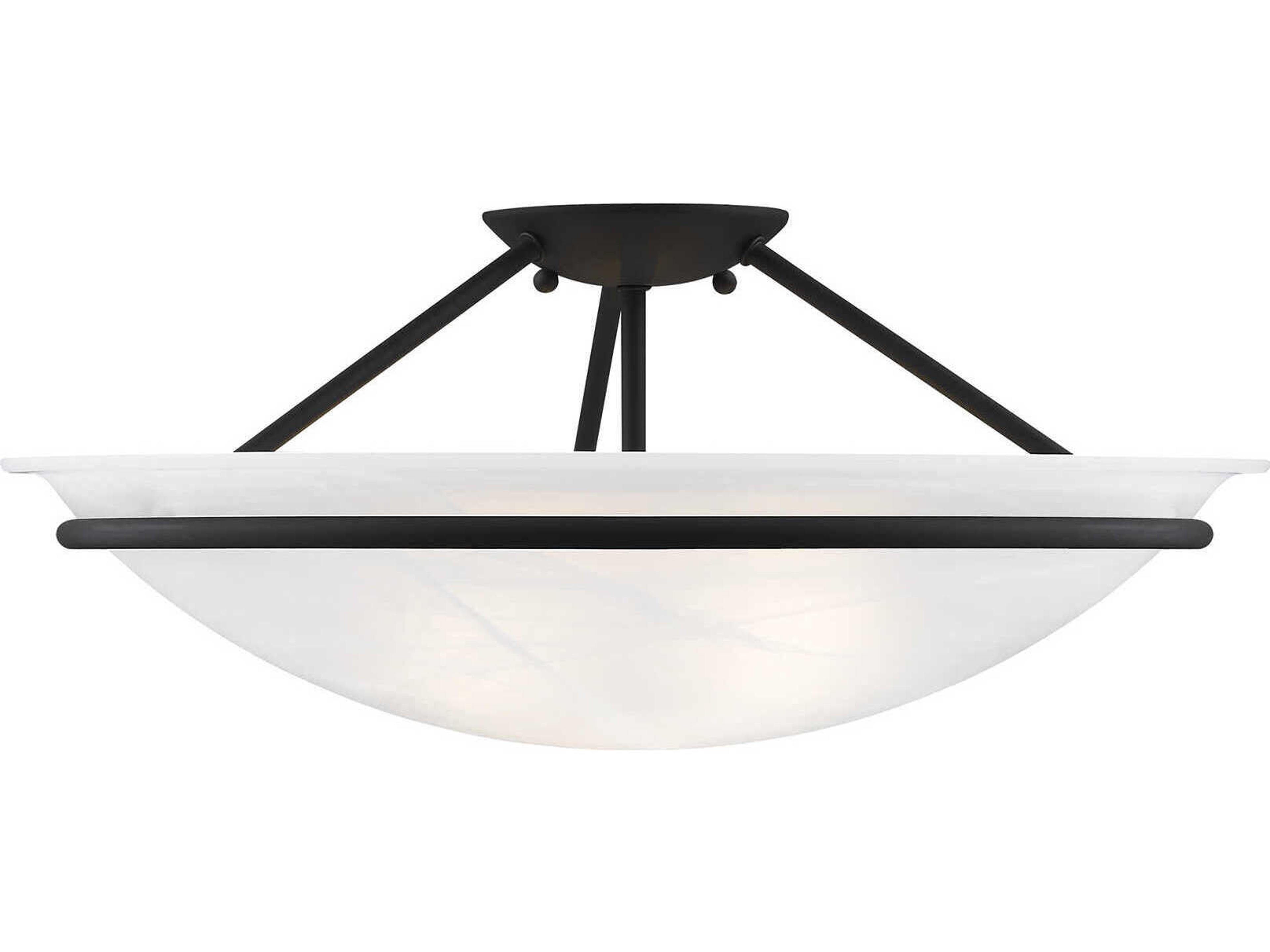 Livex Lighting Newburgh 3-Light Black Glass Bowl Semi Flush Mount