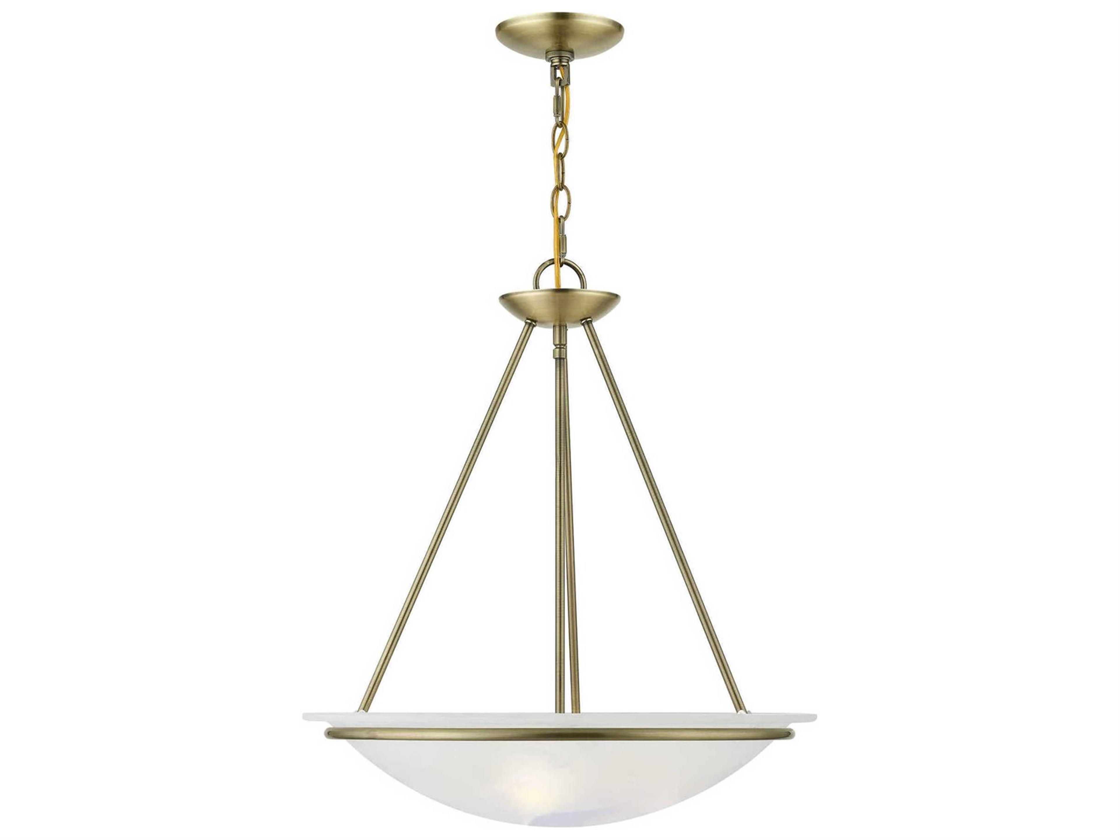Livex Lighting Newburgh 3-Light Antique Brass Glass Bowl Pendant