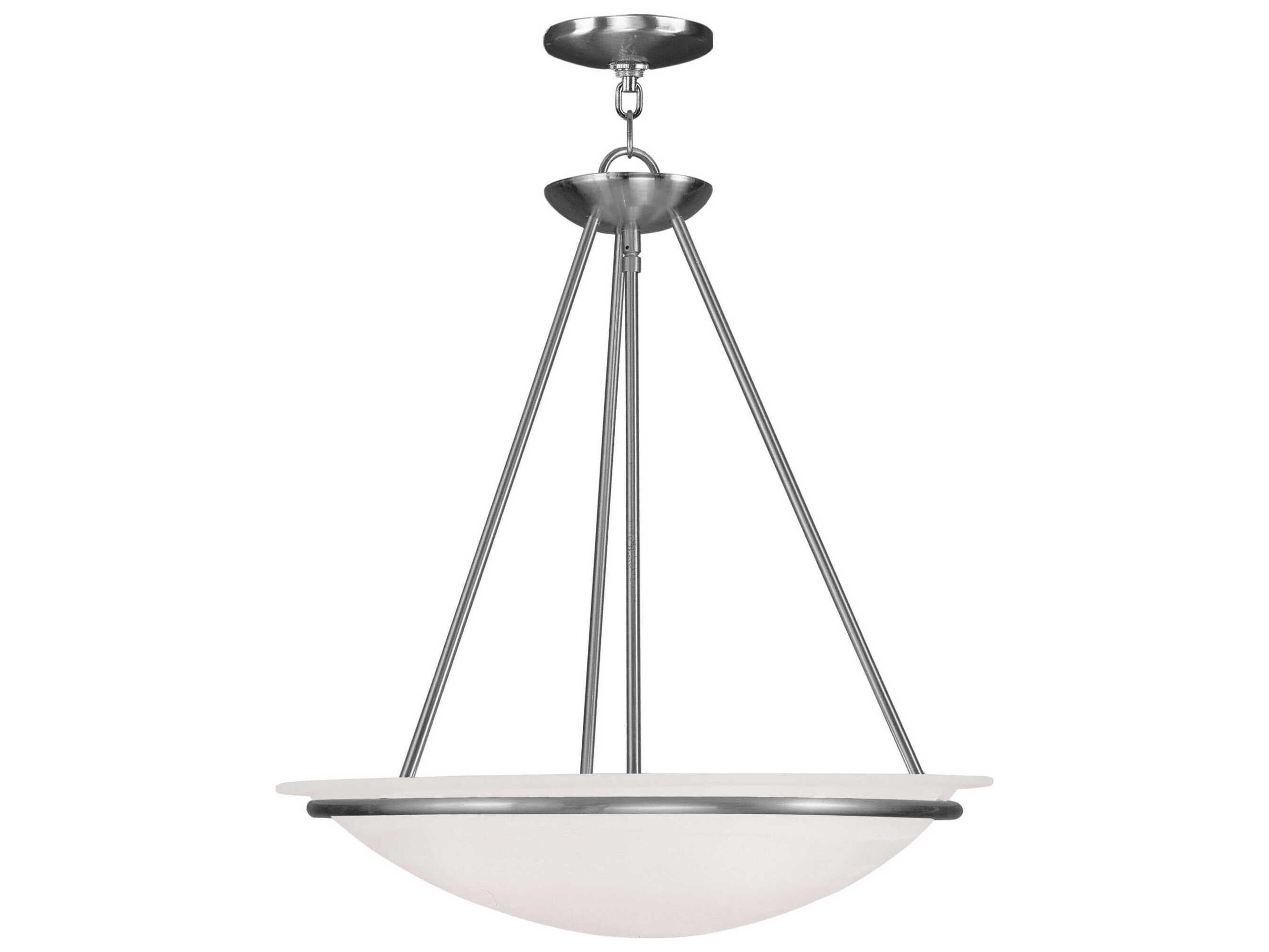 Livex Lighting Newburgh 3-Light Brushed Nickel Glass Bowl Pendant