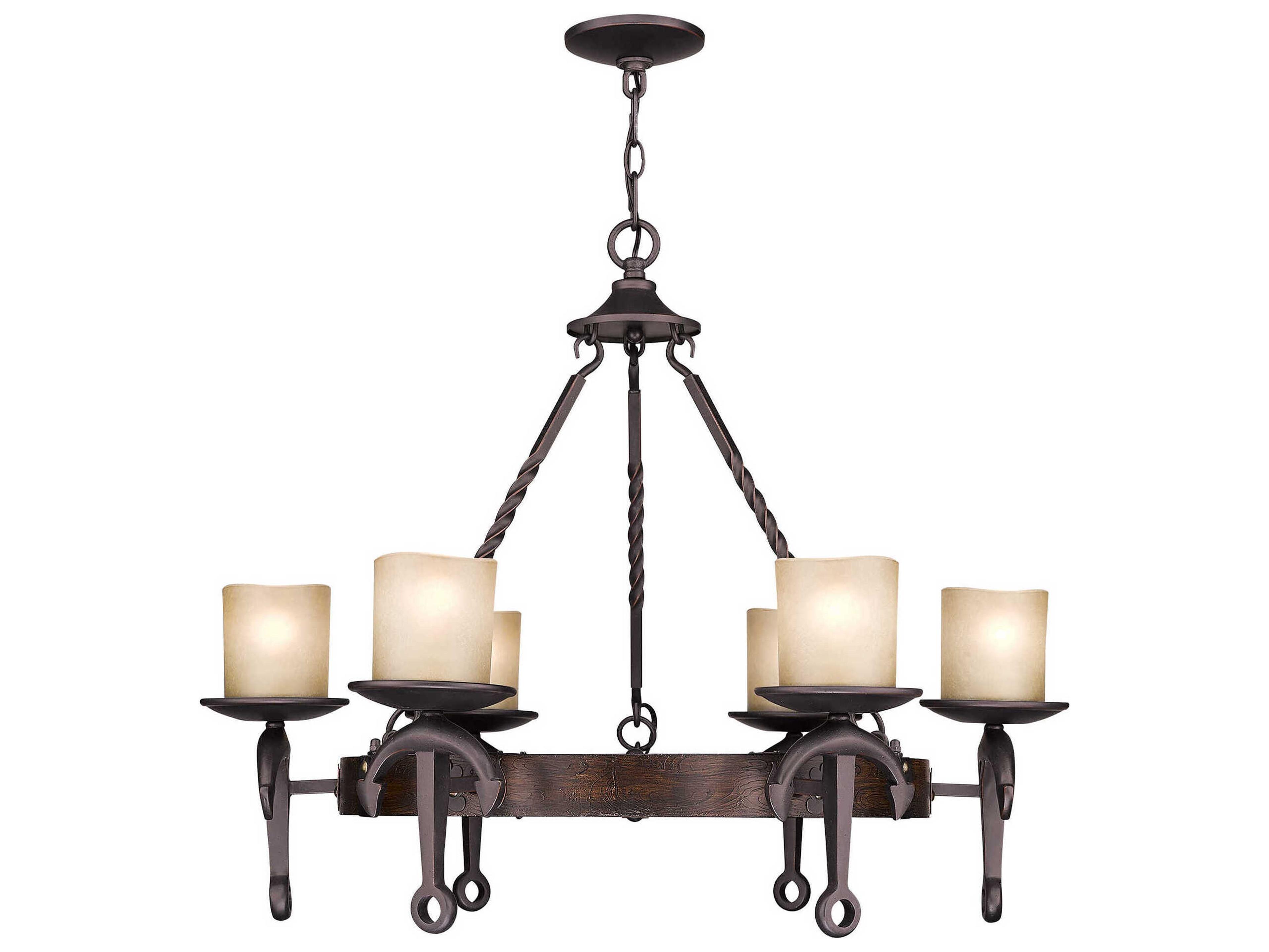 Livex Lighting Cape May 6-Light Olde Bronze Glass Drum Chandelier