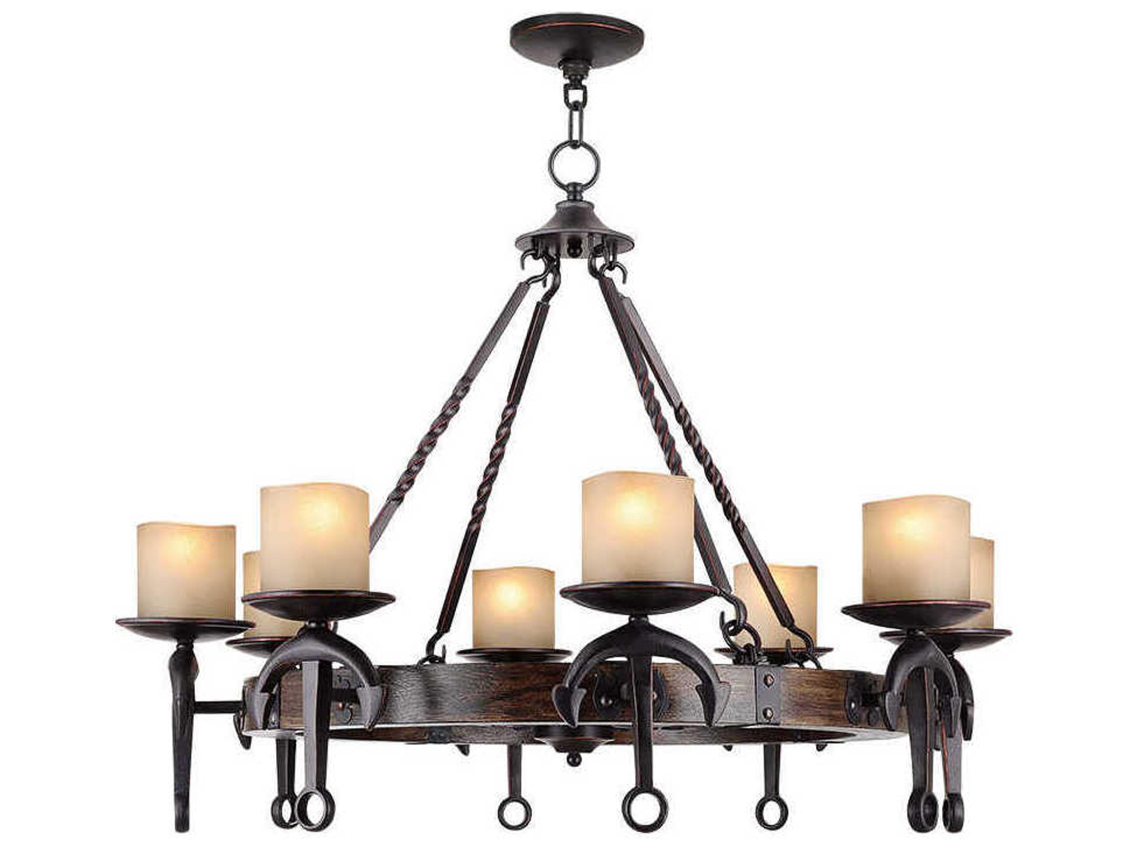 Livex Lighting Cape May 8-Light Olde Bronze Glass Drum Chandelier