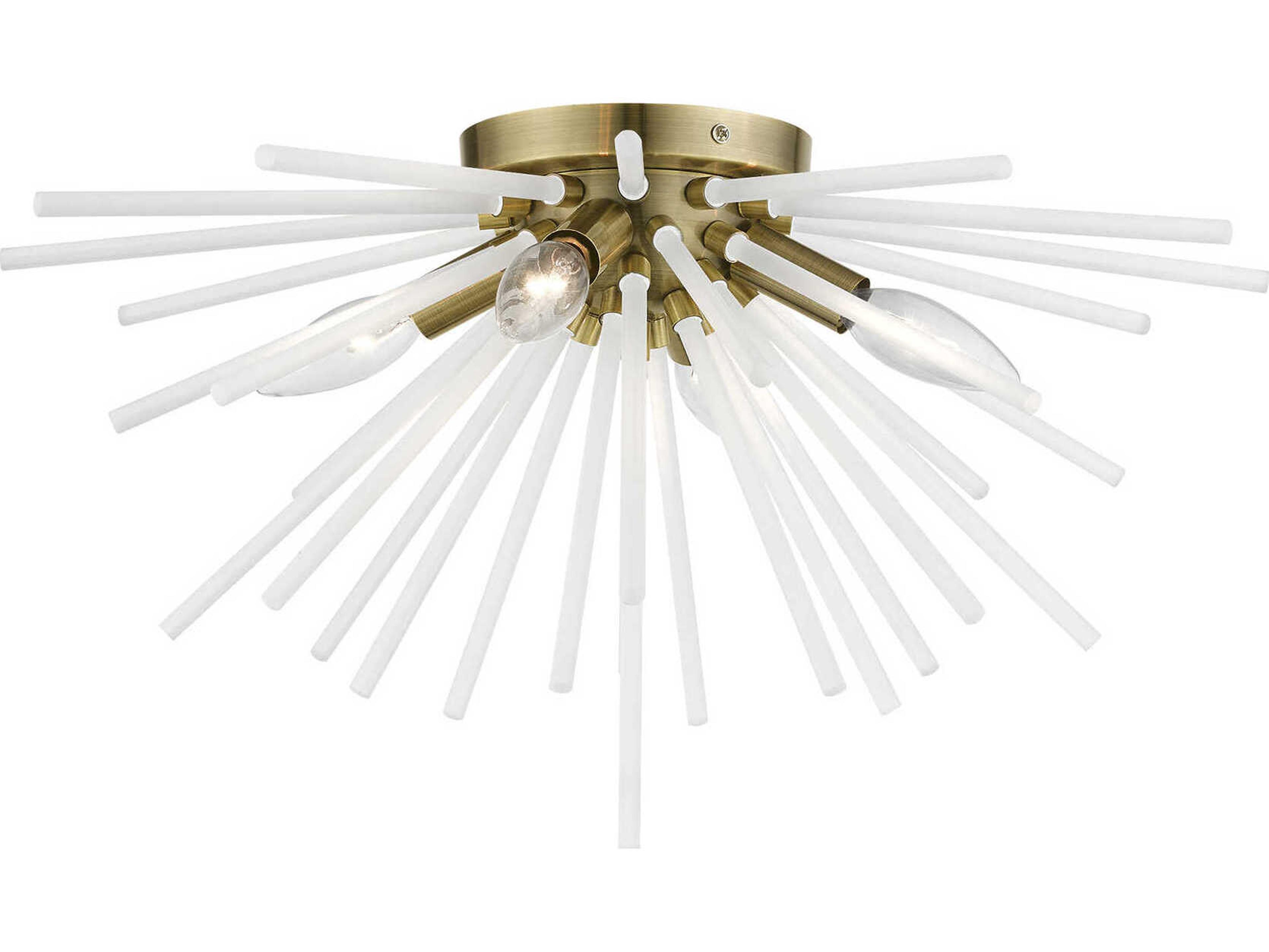 Livex Lighting Uptown 4-Light Antique Brass Glass Sputnik Flush Mount