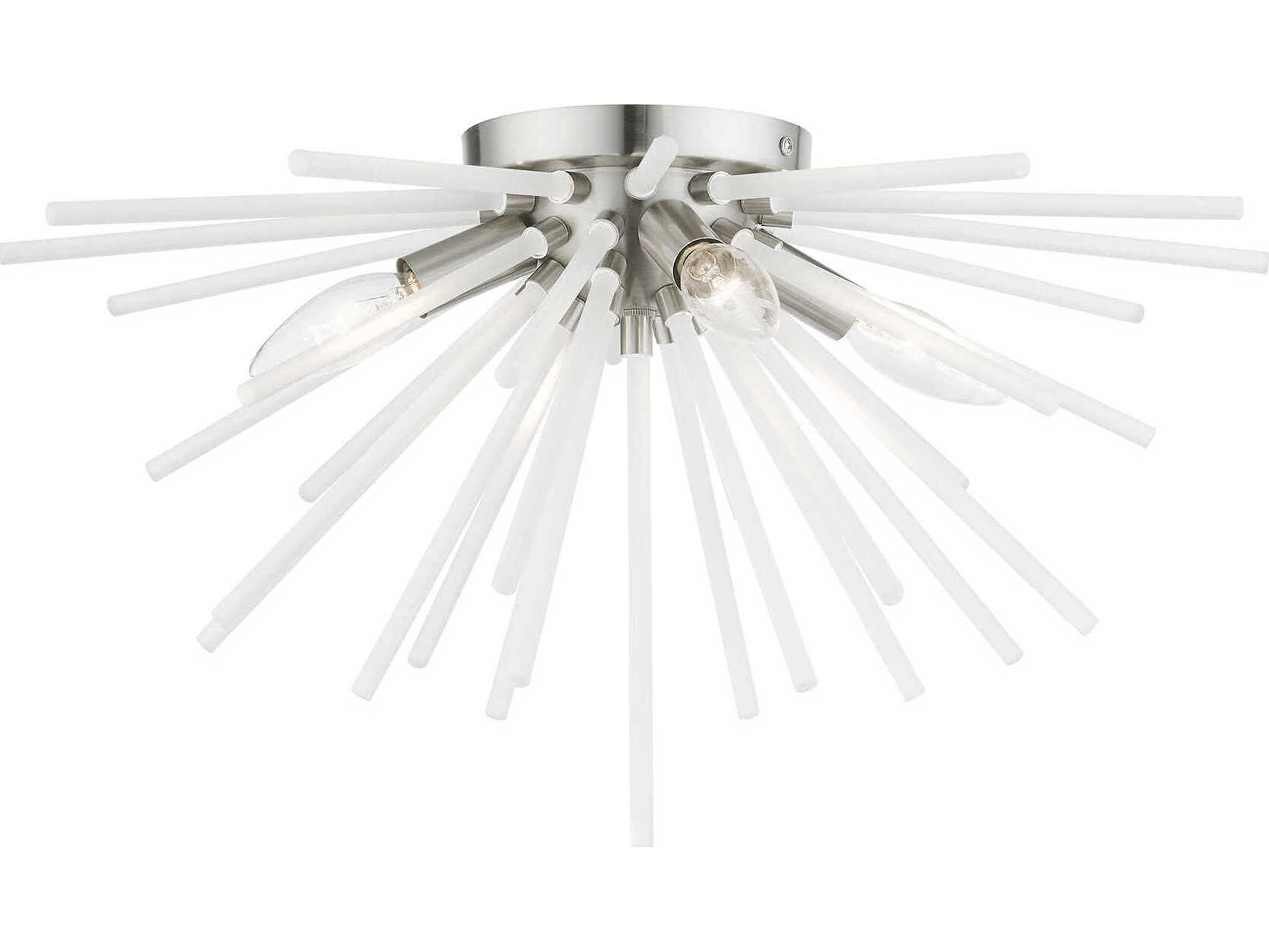Livex Lighting Uptown 4-Light Brushed Nickel Glass Sputnik Flush Mount
