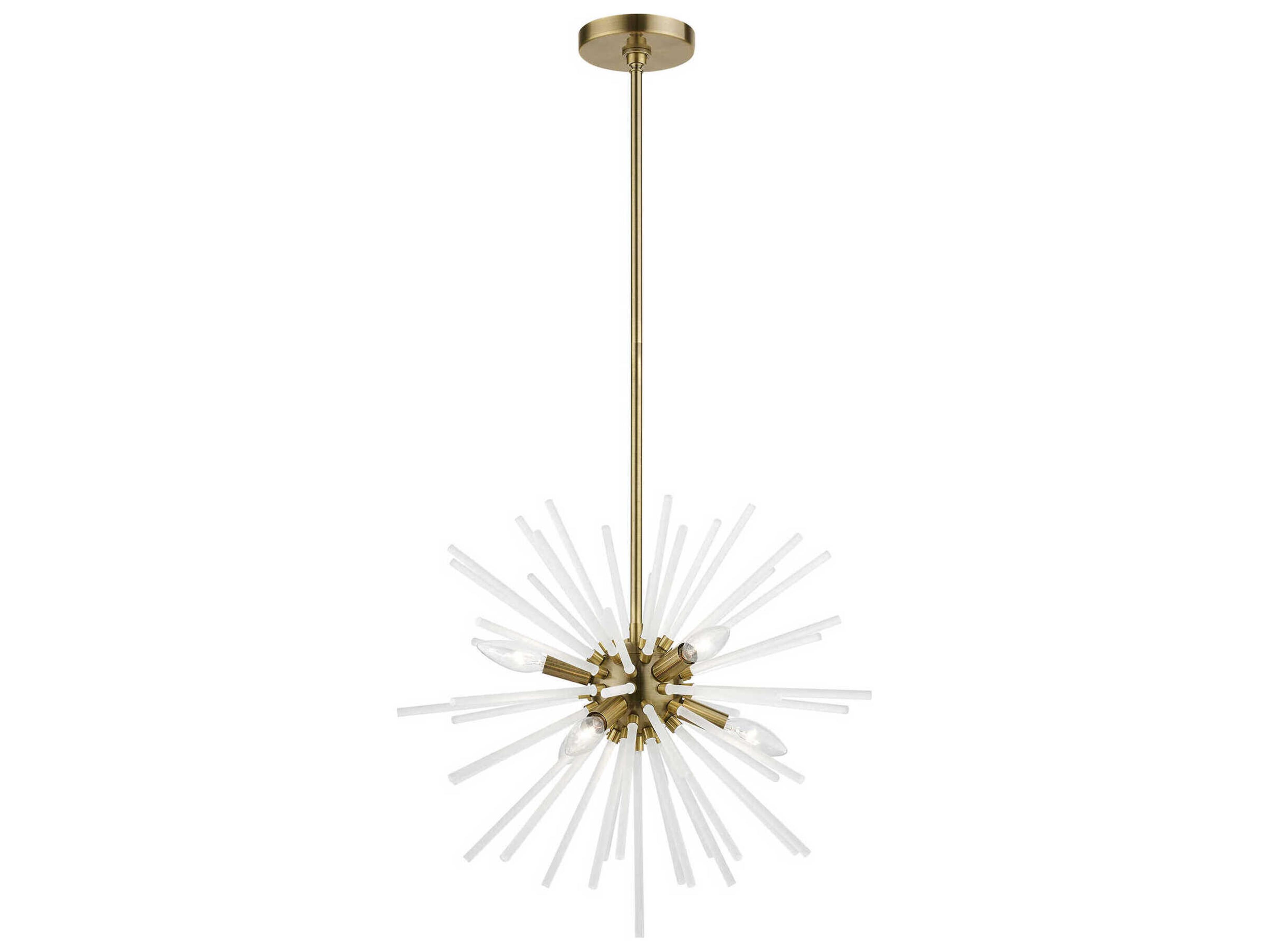 Livex Lighting Uptown 6-Light Antique Brass Glass Sputnik Pendant