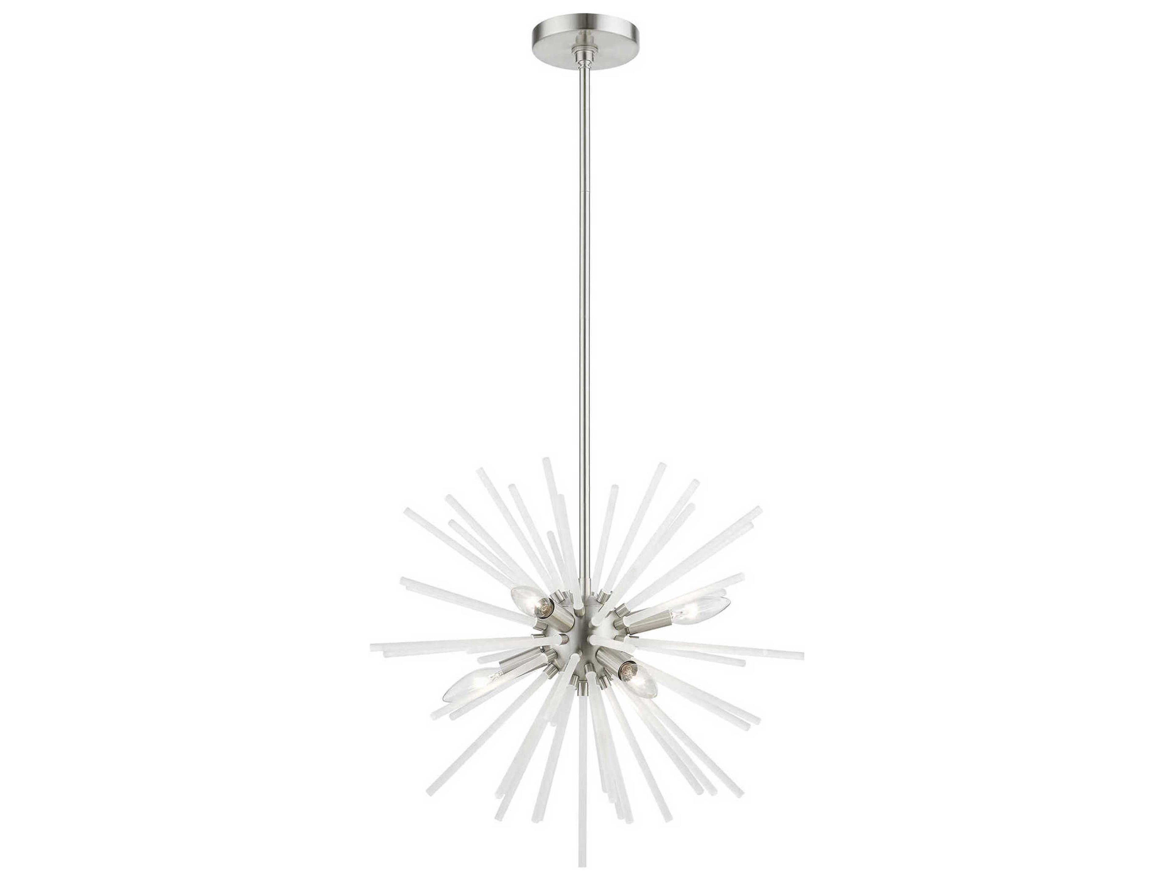 Livex Lighting Uptown 6-Light Brushed Nickel Glass Sputnik Pendant