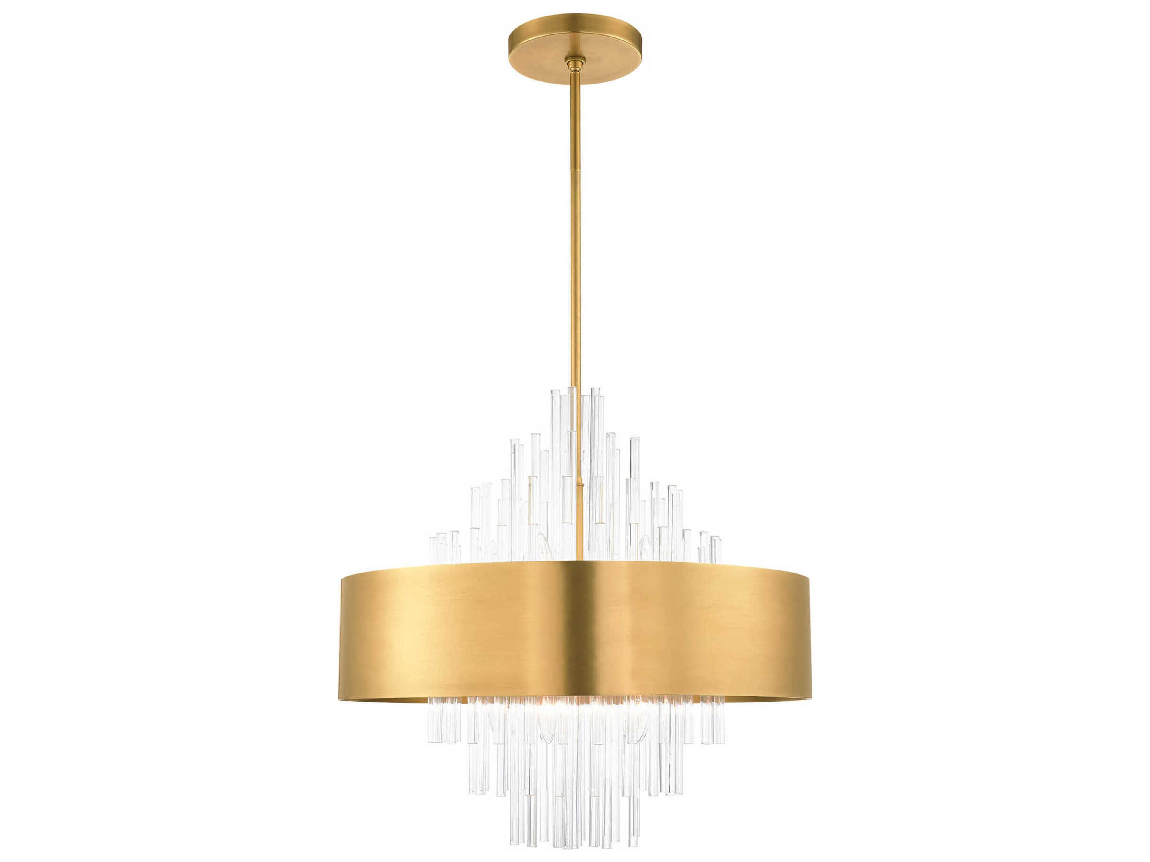 Livex Lighting Orenburg 10-Light Natural Brass Crystal Drum Pendant