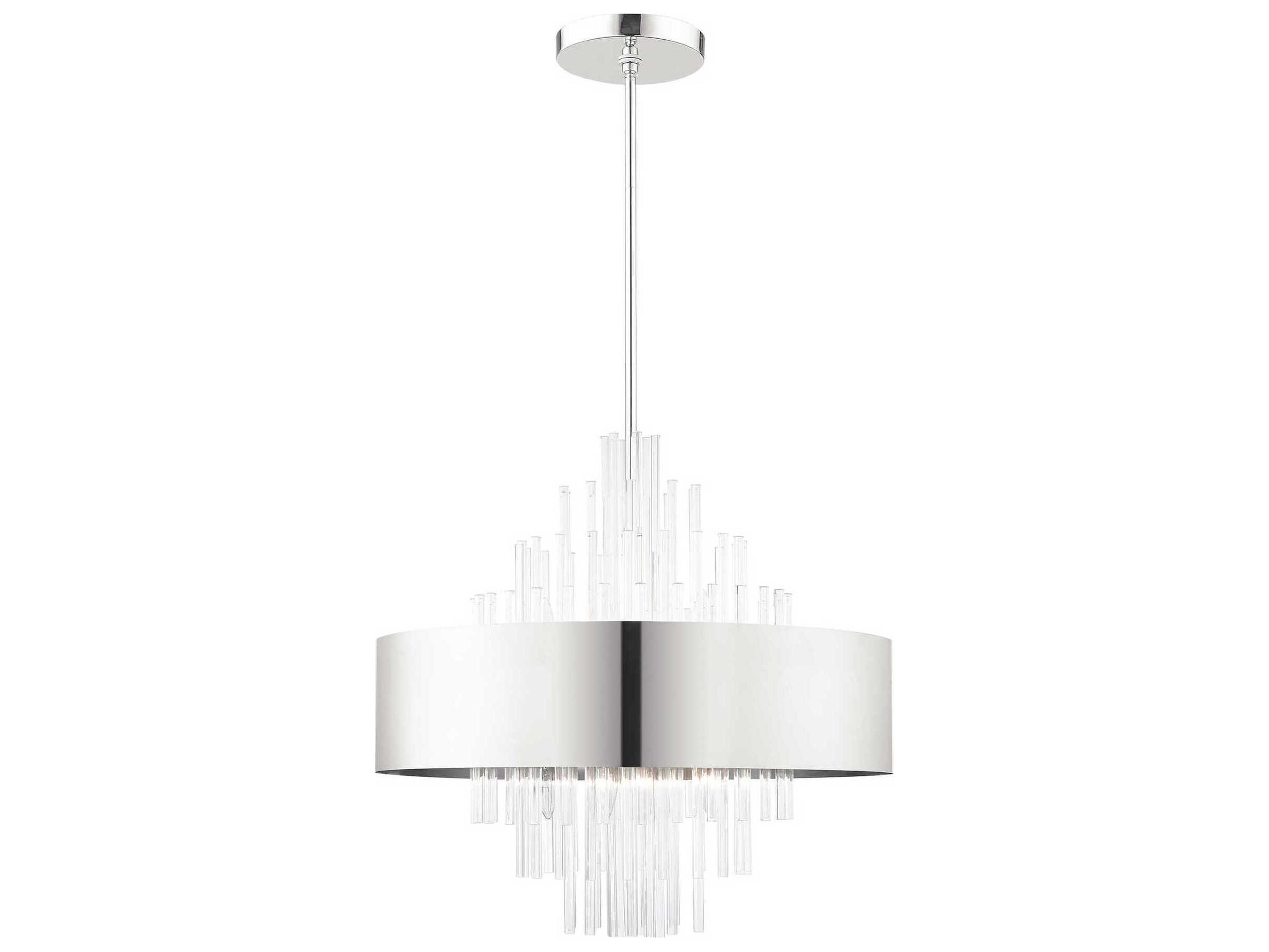 Livex Lighting Orenburg 10-Light Polished Nickel Crystal Drum Pendant