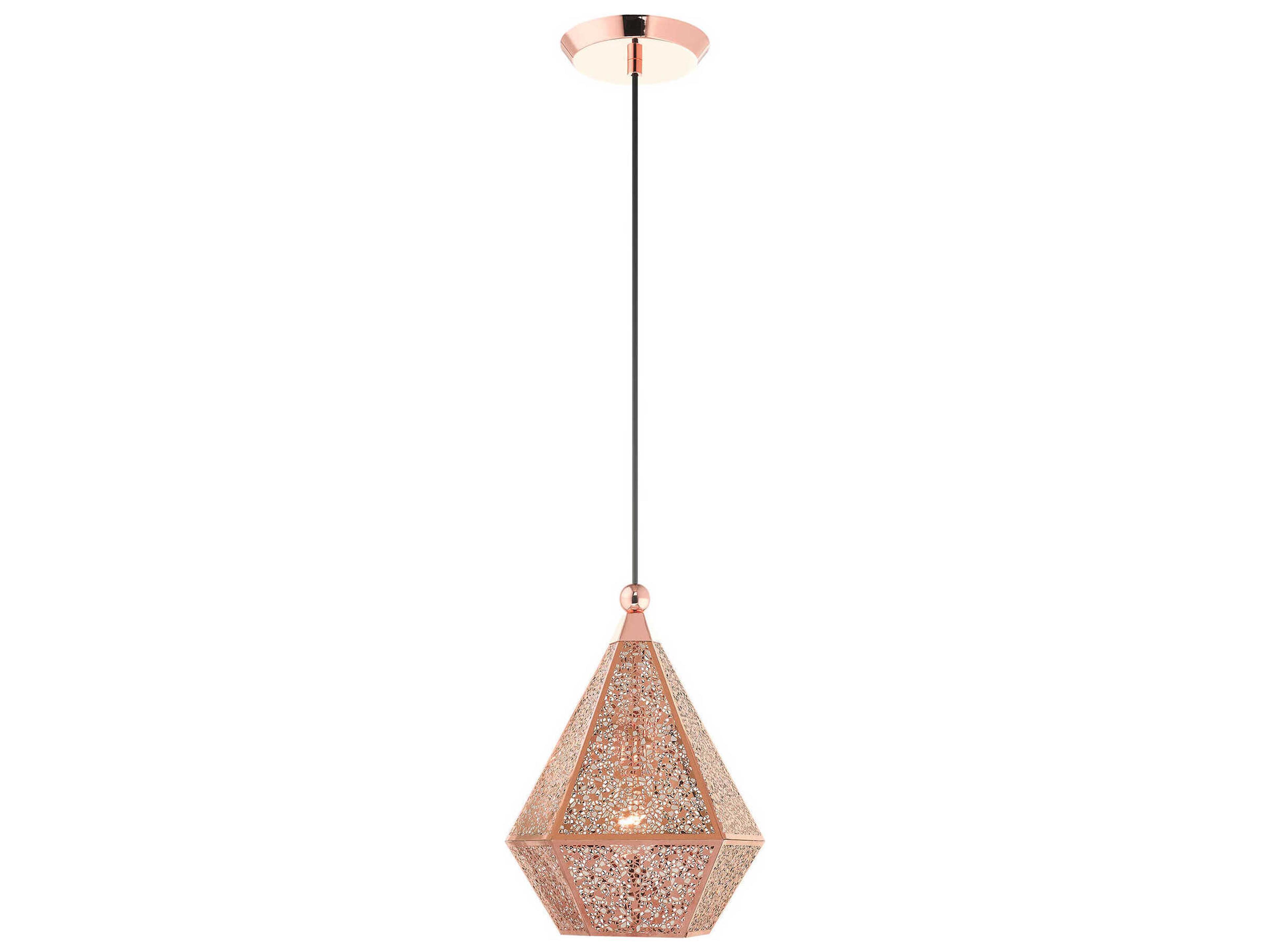 Livex Lighting Aberdeen 1-Light Rose Gold Red Geometric Mini Pendant