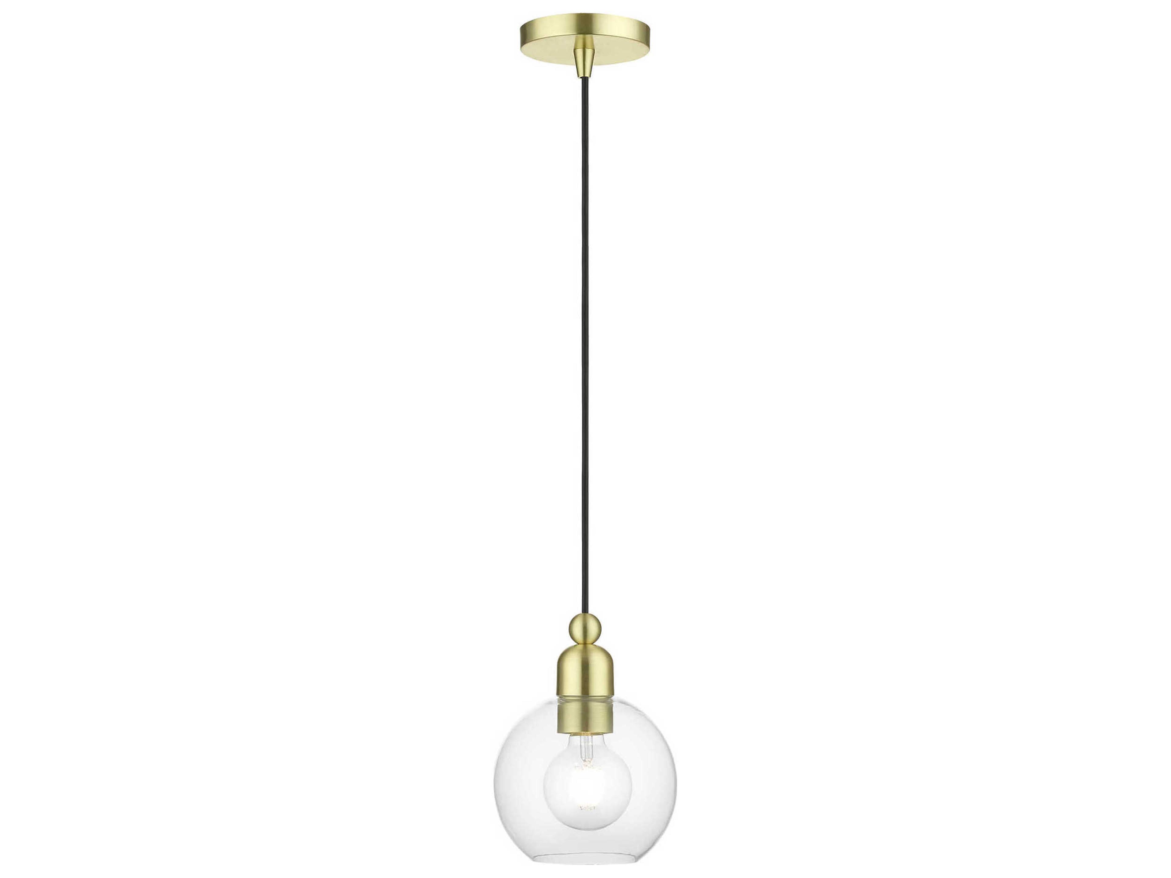 Livex Lighting Downtown 1-Light Satin Brass Glass Globe Mini Pendant