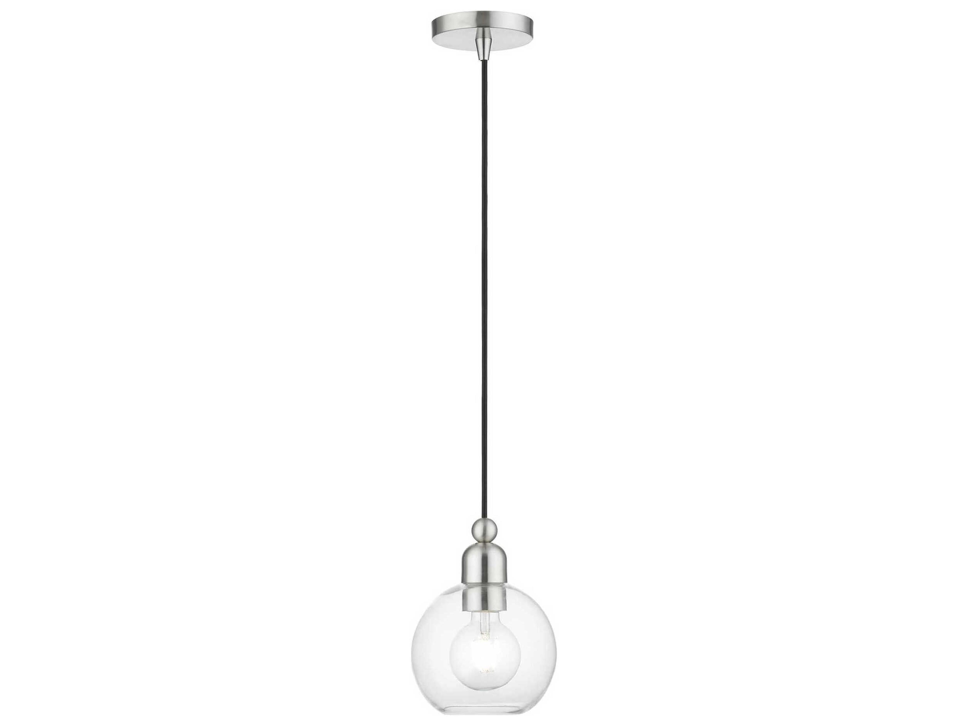 Livex Lighting Downtown 1-Light Brushed Nickel Glass Globe Mini Pendant