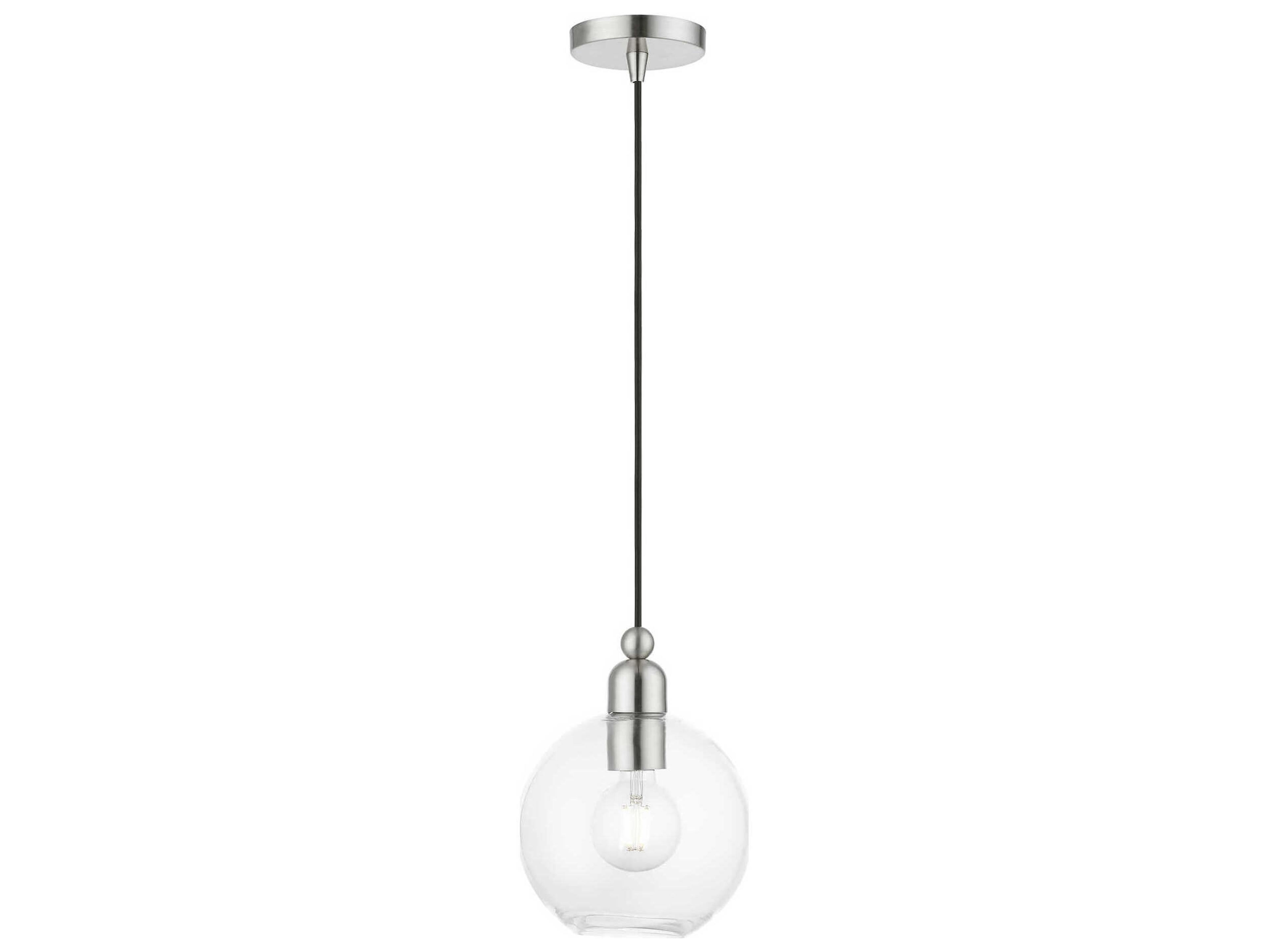 Livex Lighting Downtown 1-Light Brushed Nickel Glass Globe Mini Pendant