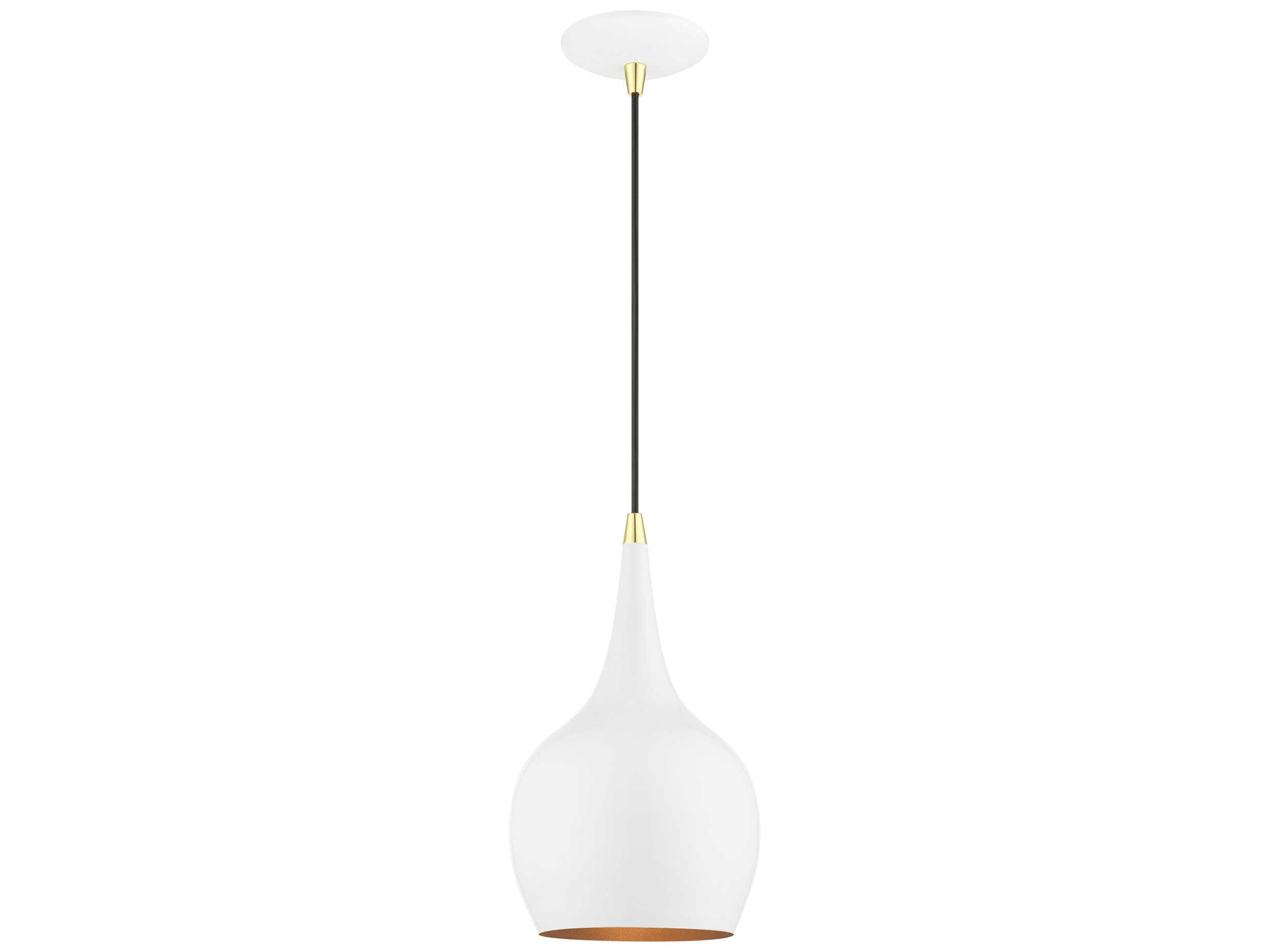 Livex Lighting Andes 1-Light Shiny White Polished Brass Mini Pendant