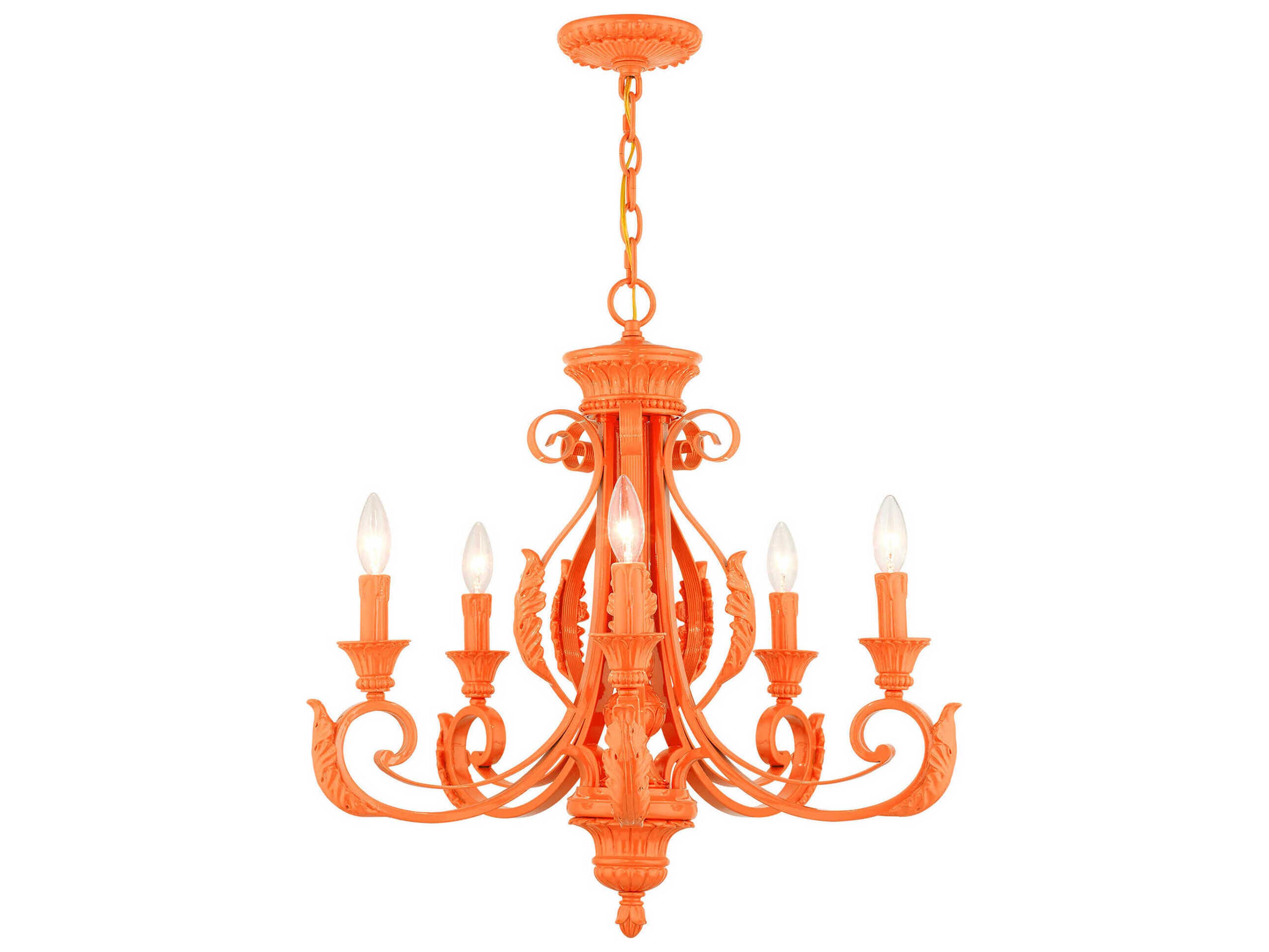 Livex Lighting Valencia 5-Light Shiny Orange Candelabra Chandelier