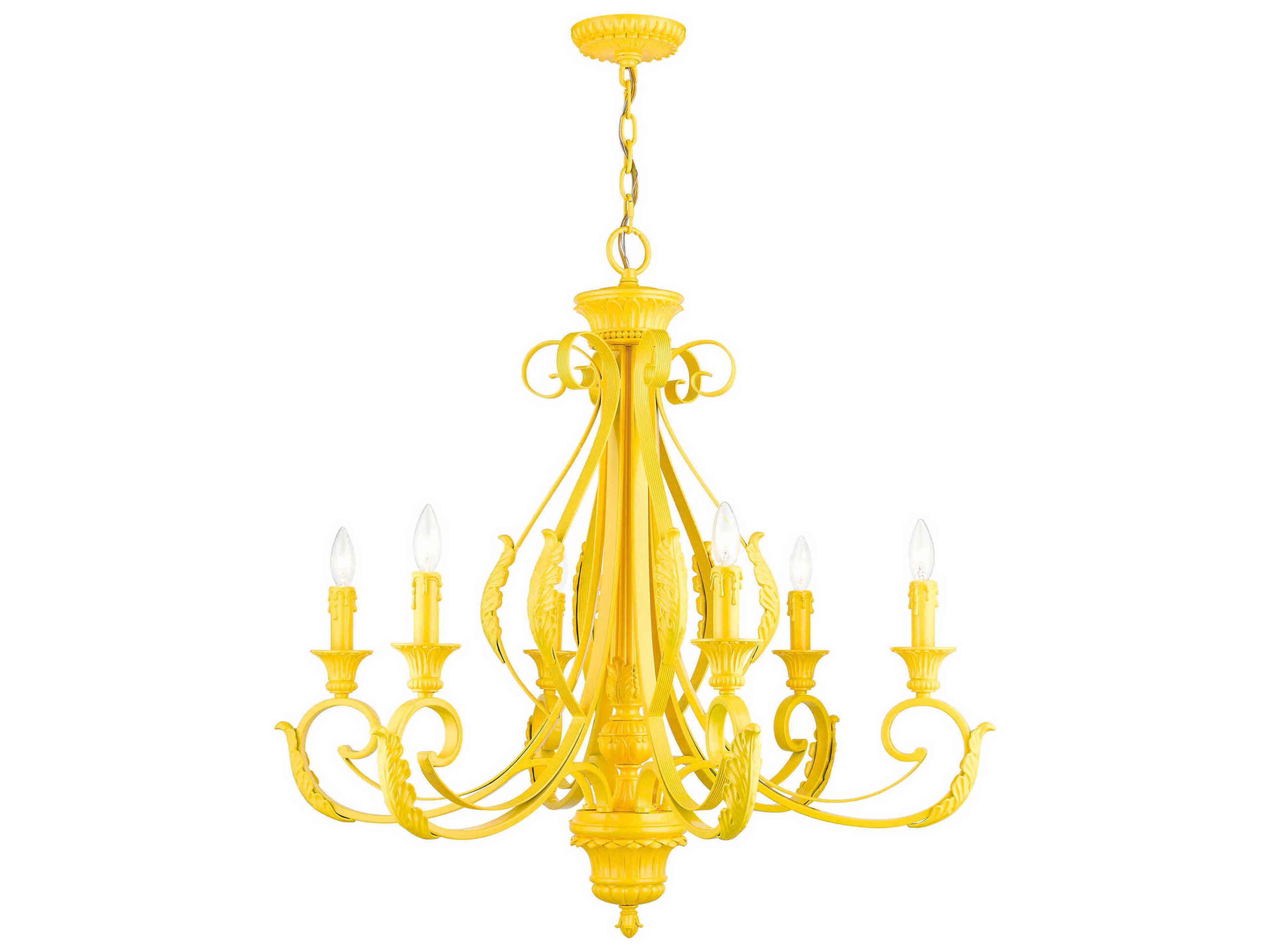 Livex Lighting Valencia 6-Light Shiny Yellow Candelabra Chandelier
