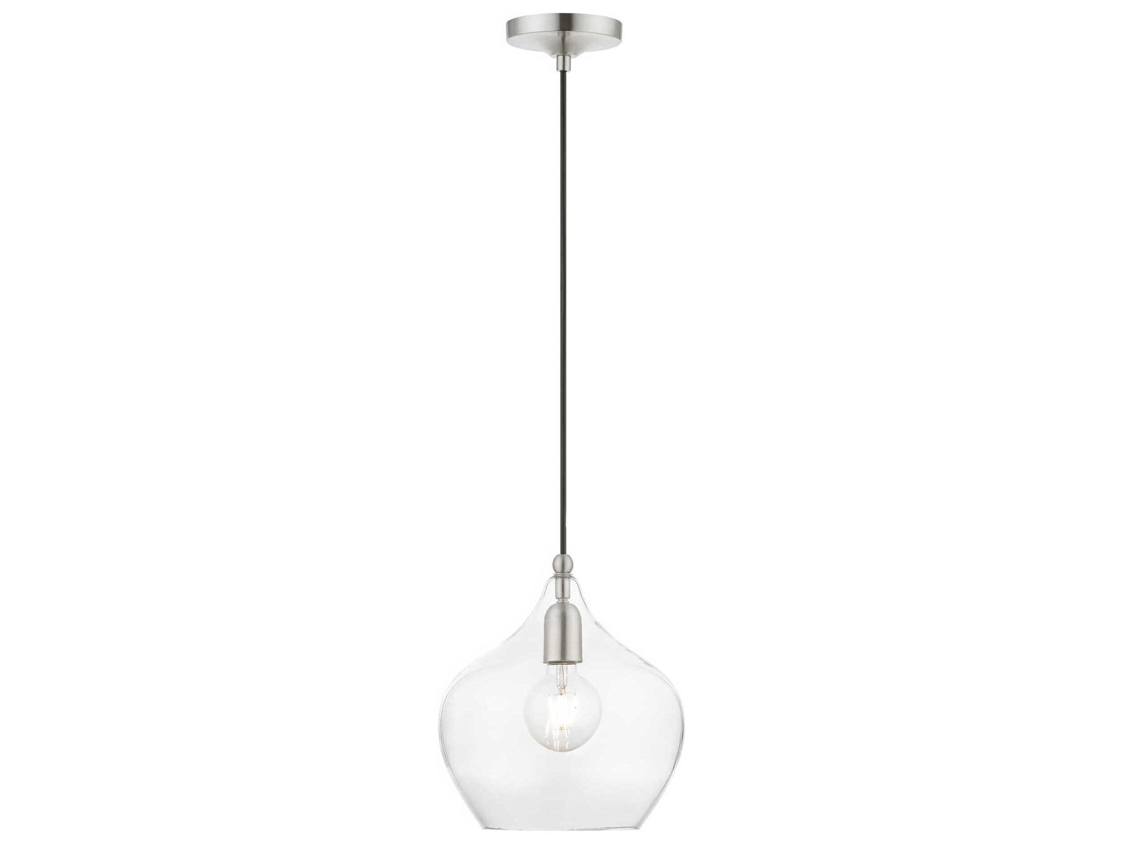 Livex Lighting Aldrich 1-Light Brushed Nickel Glass Bell Mini Pendant