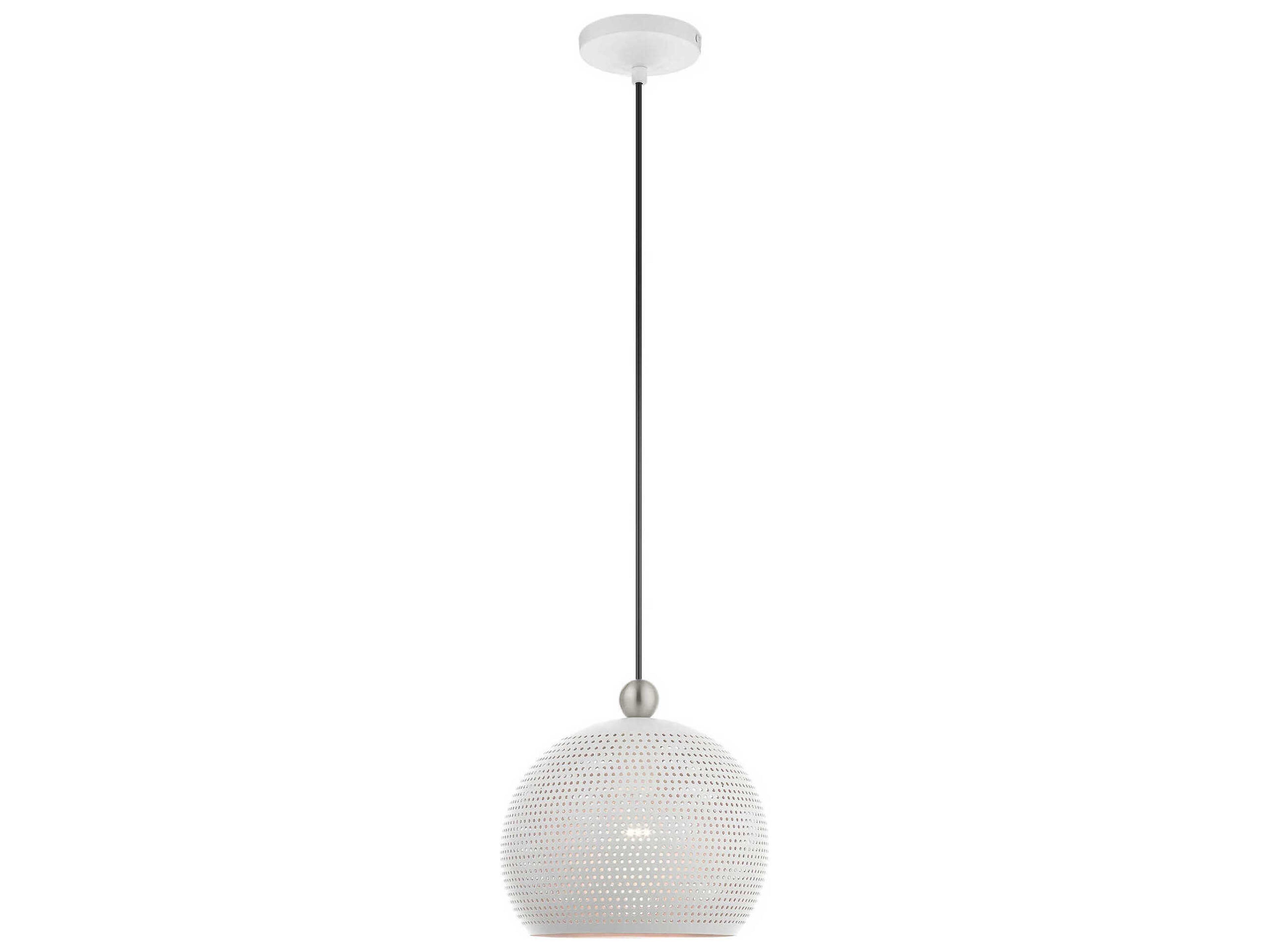 Livex Lighting Dublin 1-Light White Brushed Nickel Dome Mini Pendant