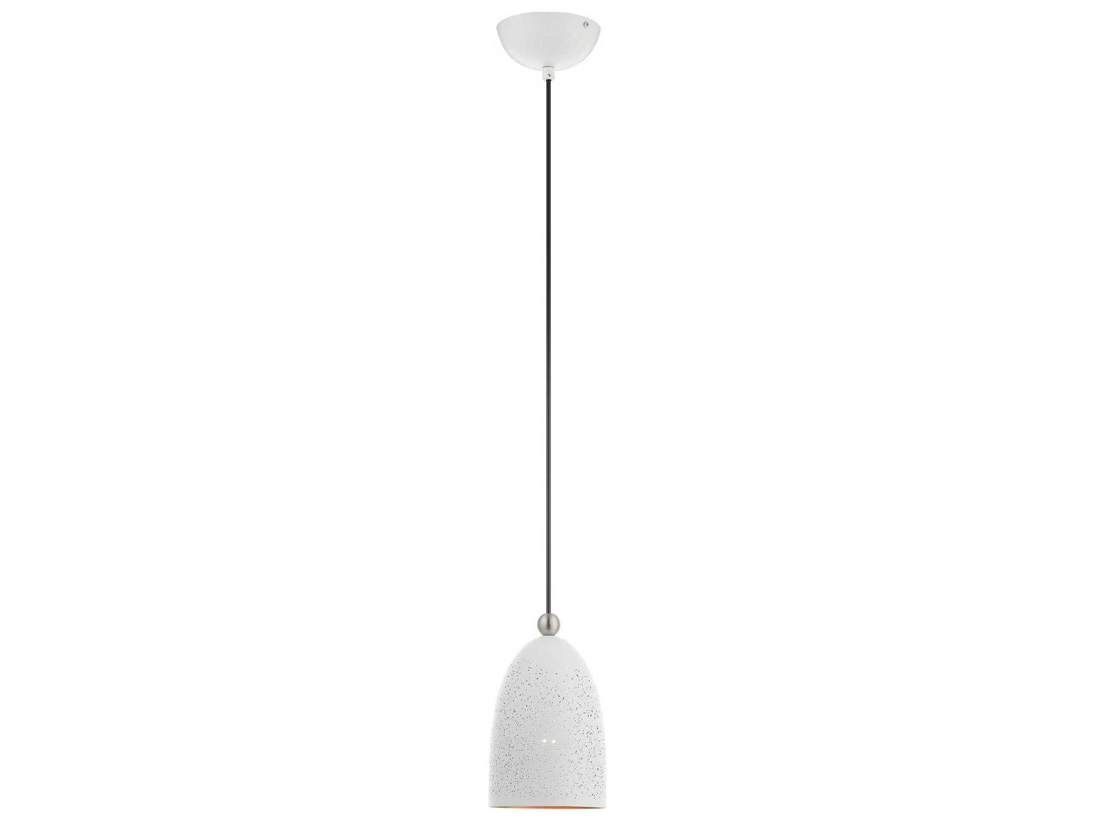 Livex Lighting Arlington 1-Light White Brushed Nickel Bell Mini Pendant