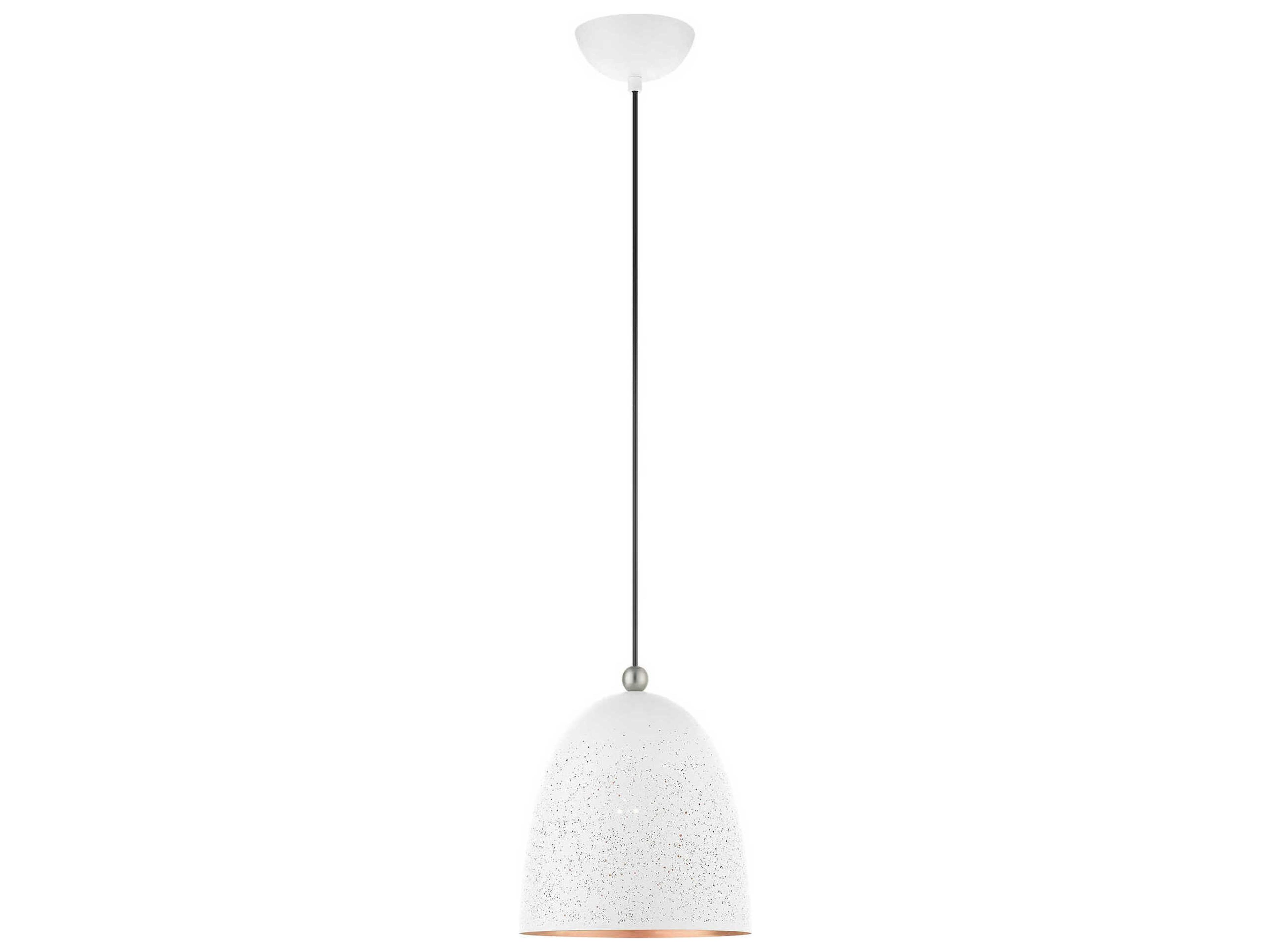 Livex Lighting Arlington 1-Light White Brushed Nickel Bell Mini Pendant
