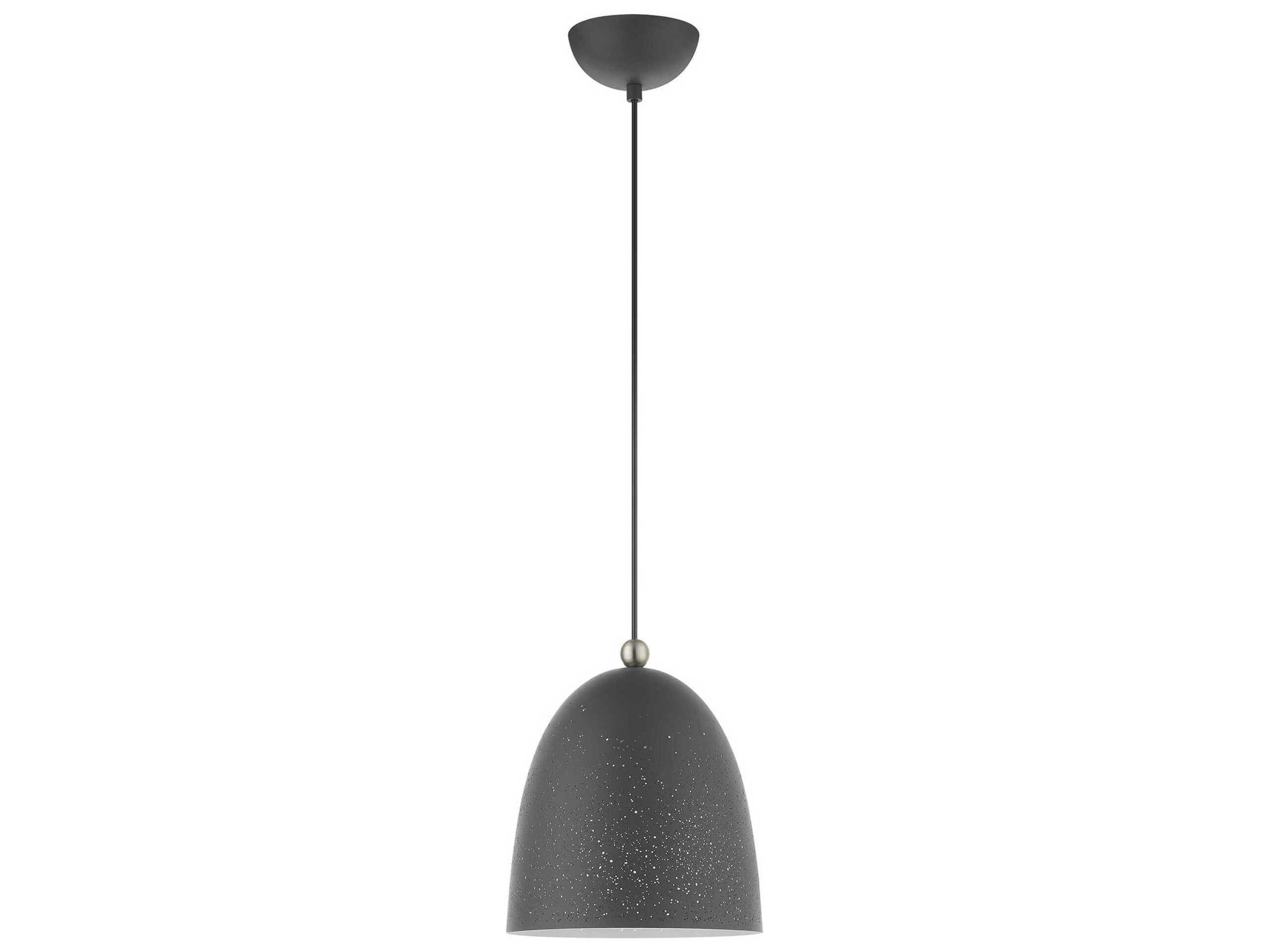 Livex Lighting Arlington 1-Light Scandinavian Gray Brushed Nickel Bell Mini Pendant