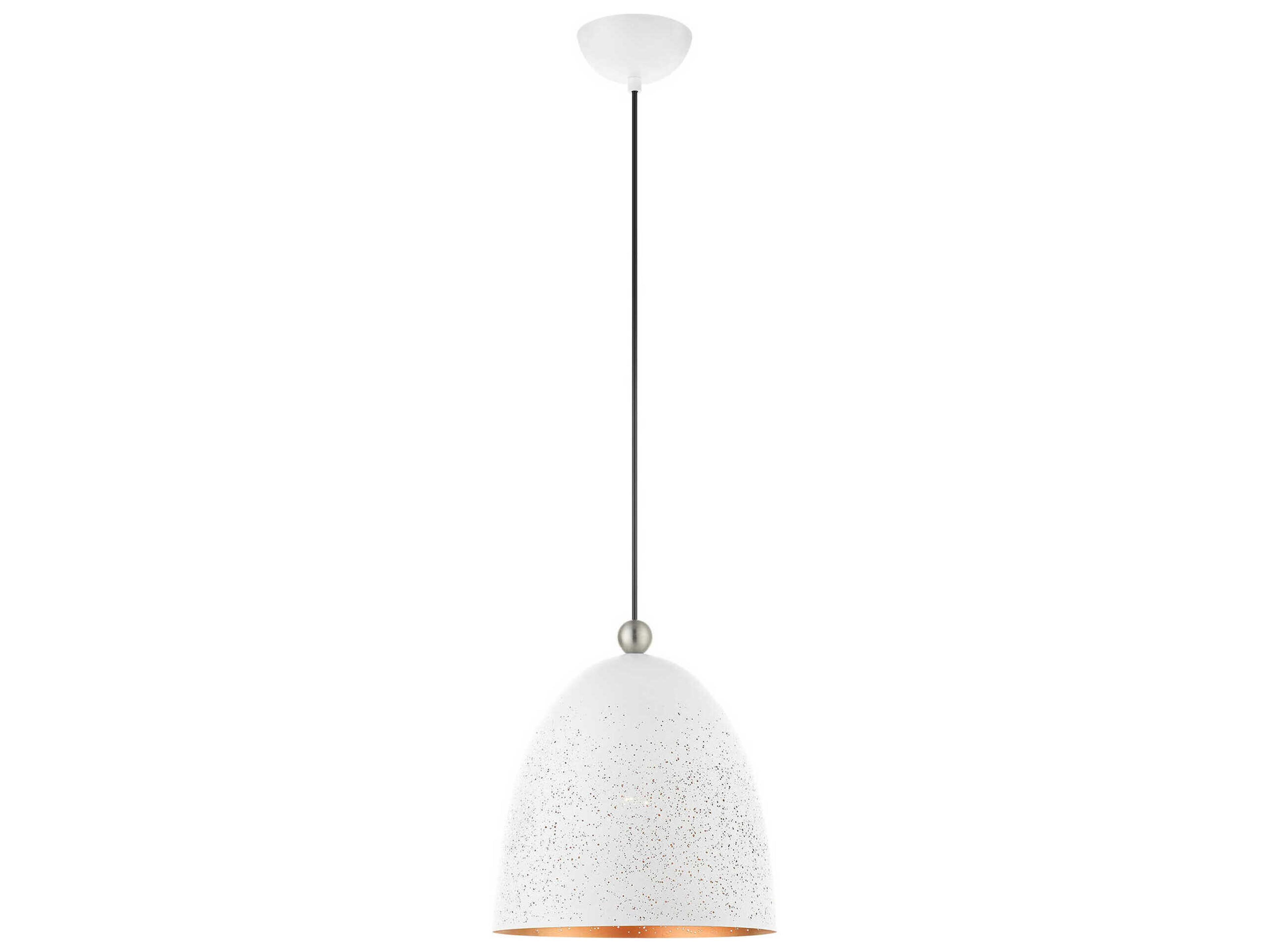 Livex Lighting Arlington 1-Light White Brushed Nickel Bell Mini Pendant
