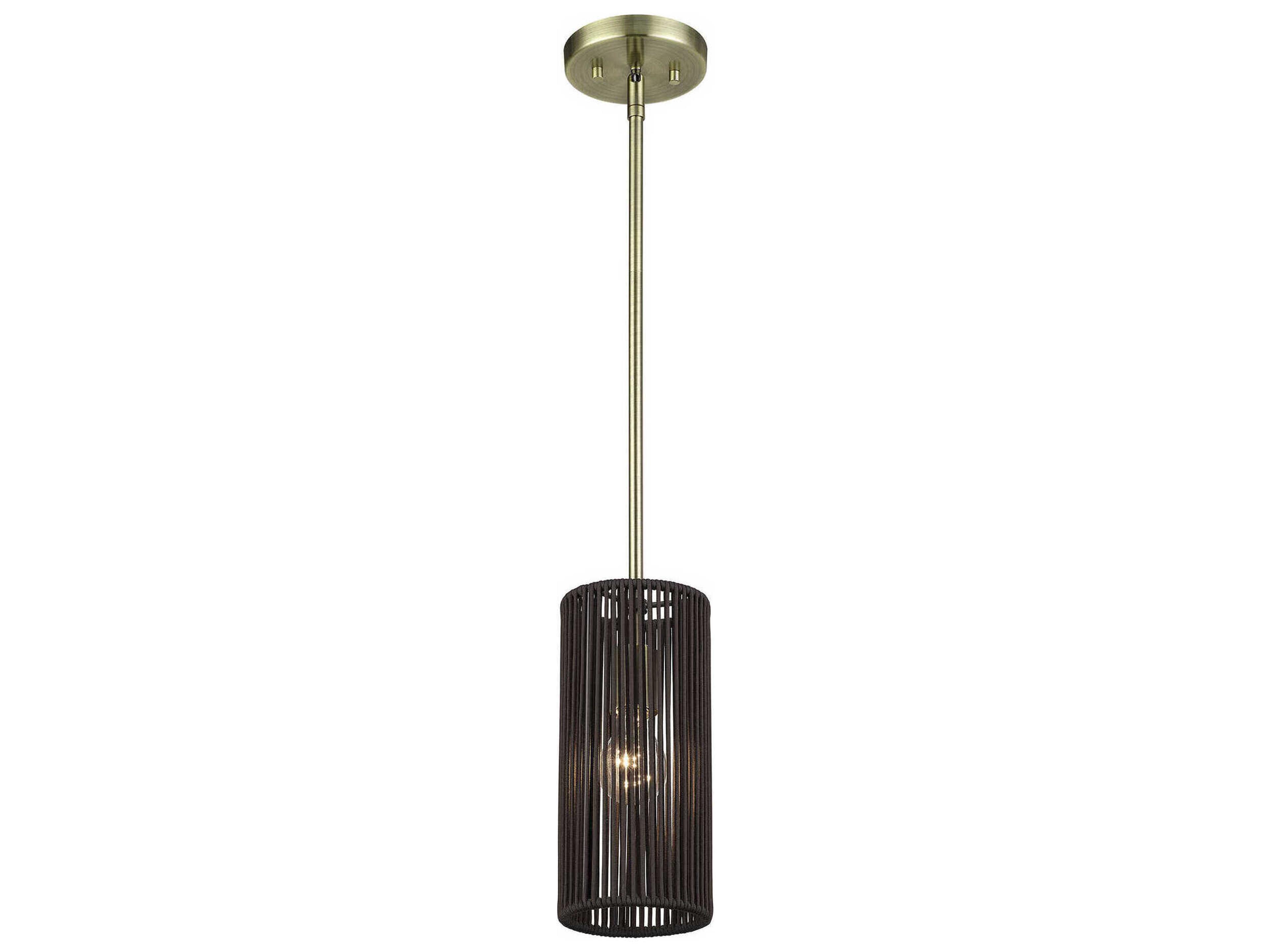 Livex Lighting Acordia 1-Light Antique Brass Cylinder Mini Pendant