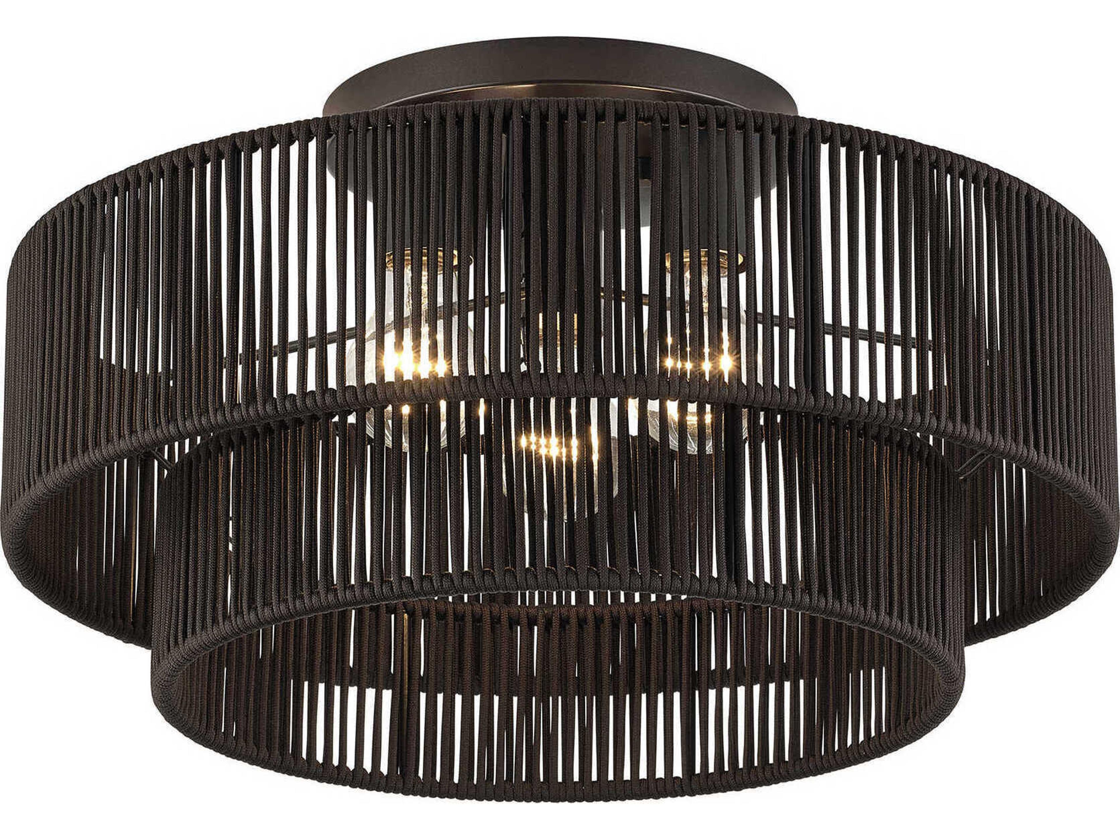 Livex Lighting Acordia 3-Light English Bronze Pink Drum Semi Flush Mount