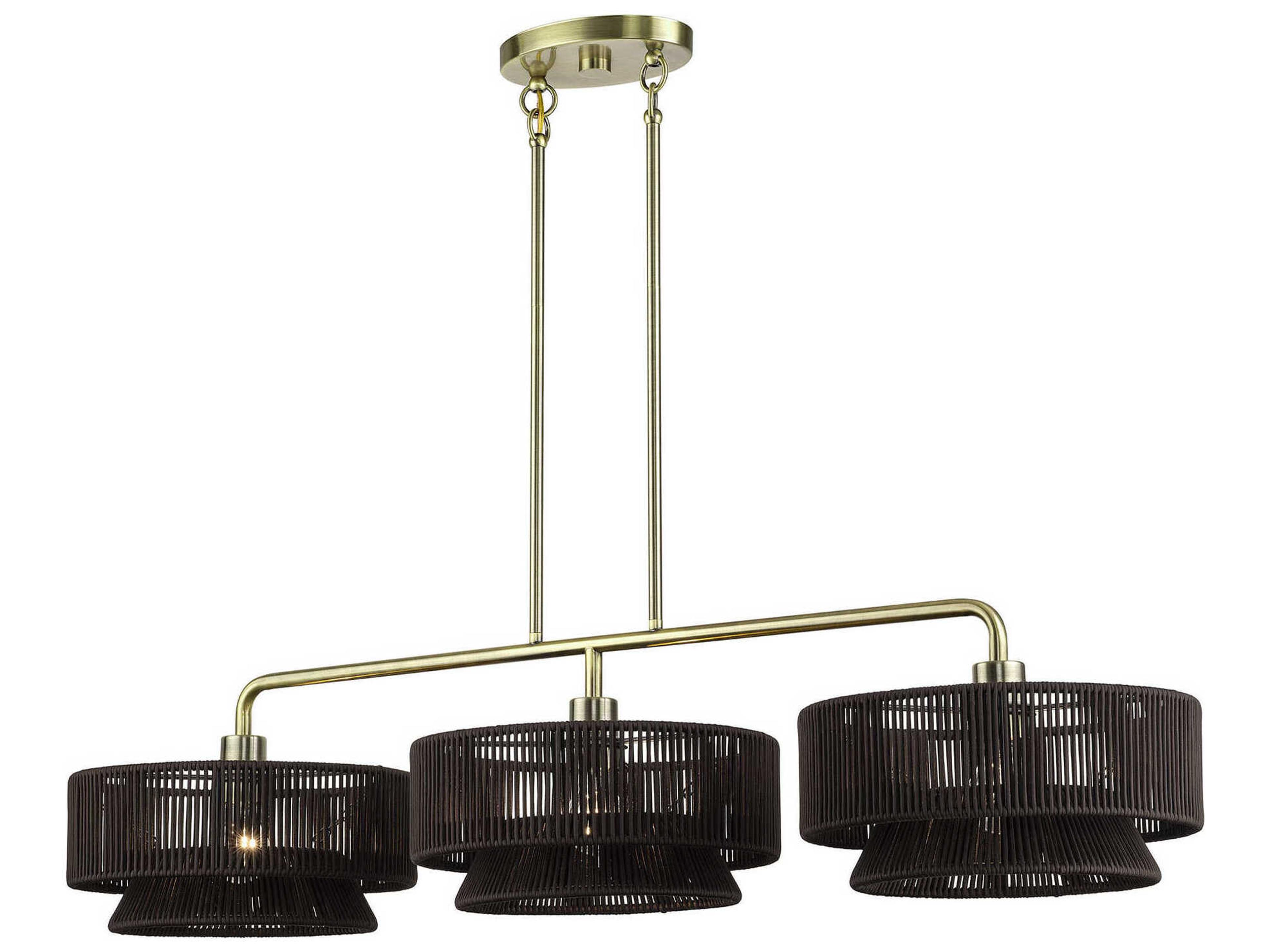 Livex Lighting Florell 3-Light Antique Brass Drum Island Pendant