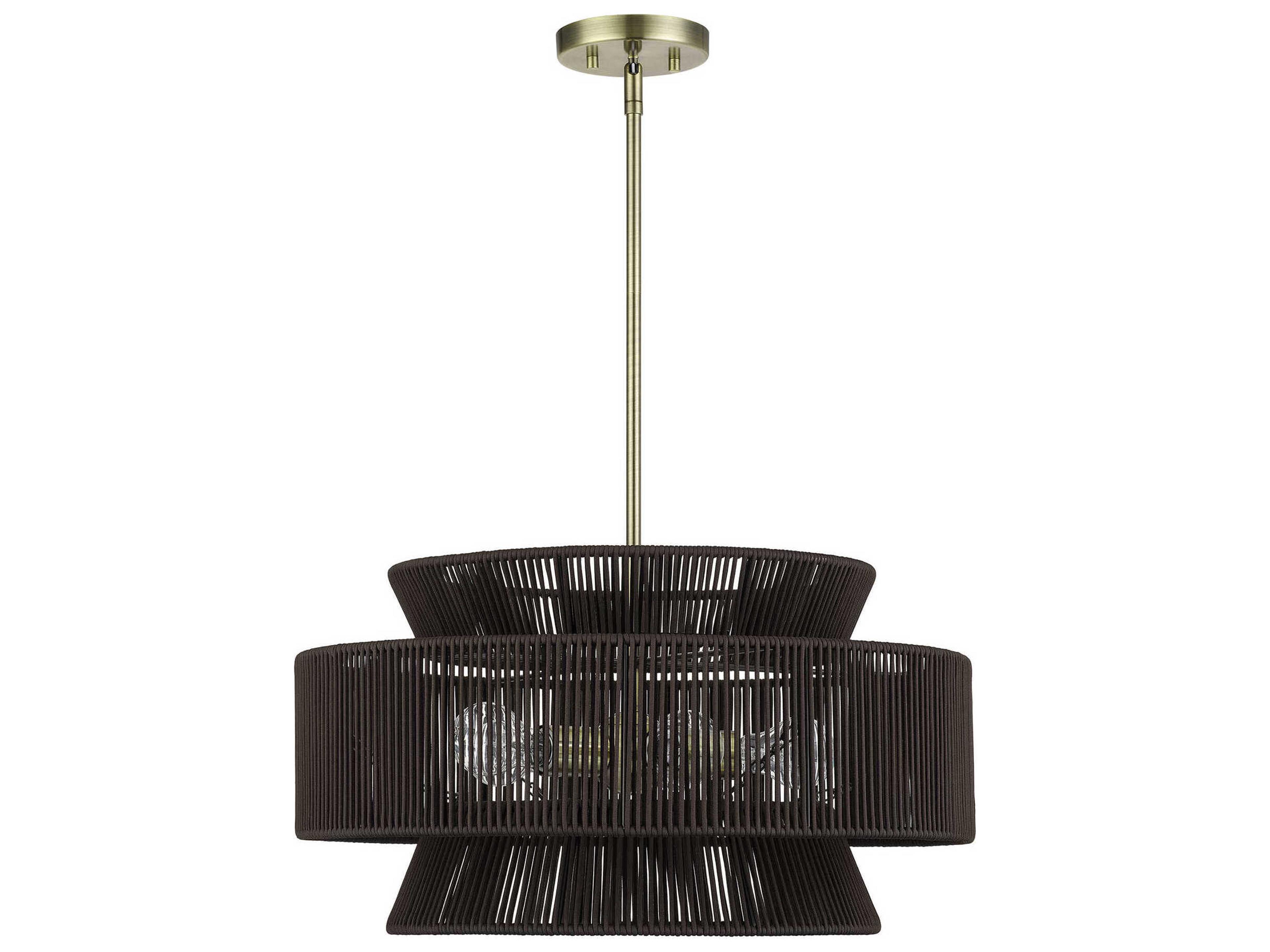 Livex Lighting Florell 5-Light Antique Brass Drum Pendant