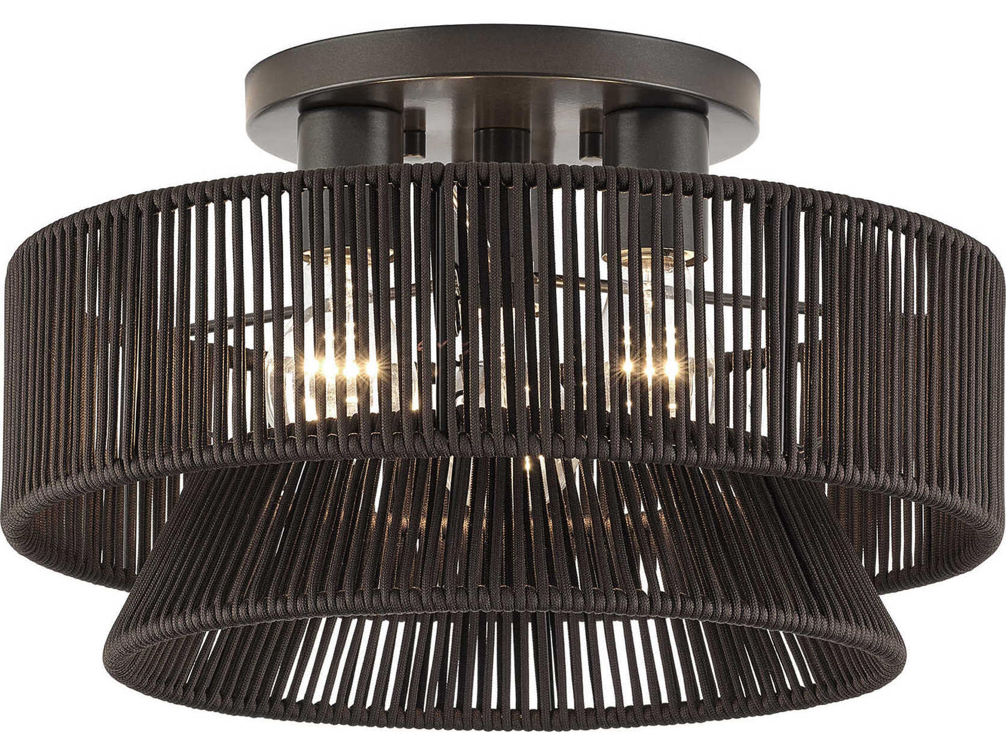 Livex Lighting Florell 3-Light English Bronze Drum Semi Flush Mount