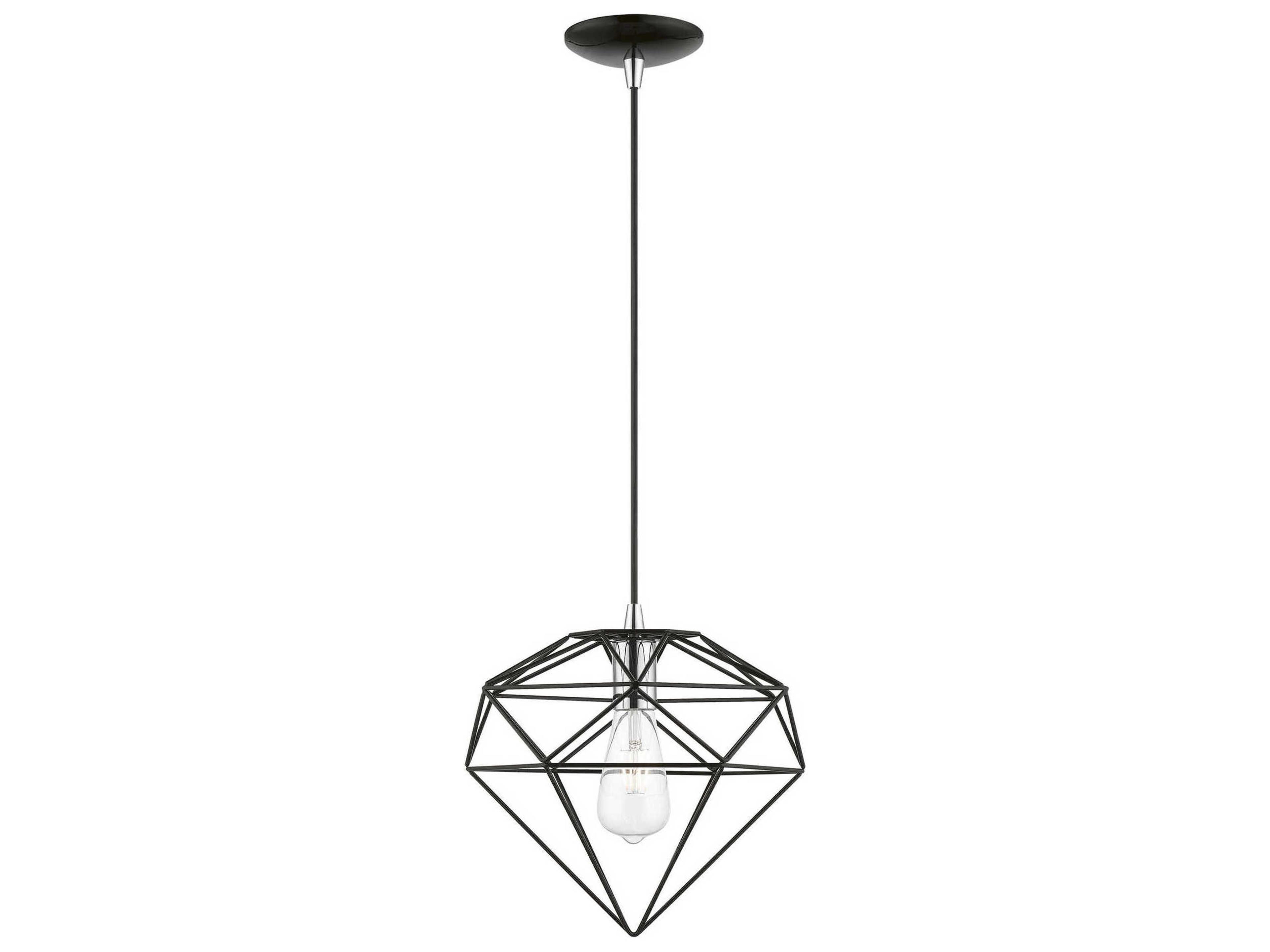 Livex Lighting Knox 1-Light Shiny Black Polished Chrome Mini Pendant