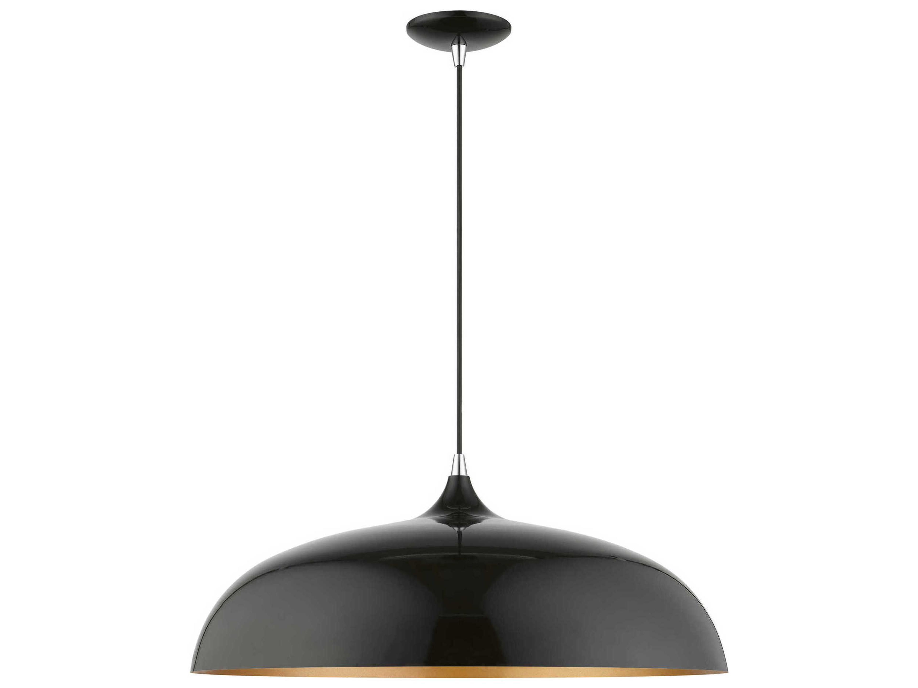 Livex Lighting Amador 3-Light Shiny Black Polished Chrome Dome Pendant