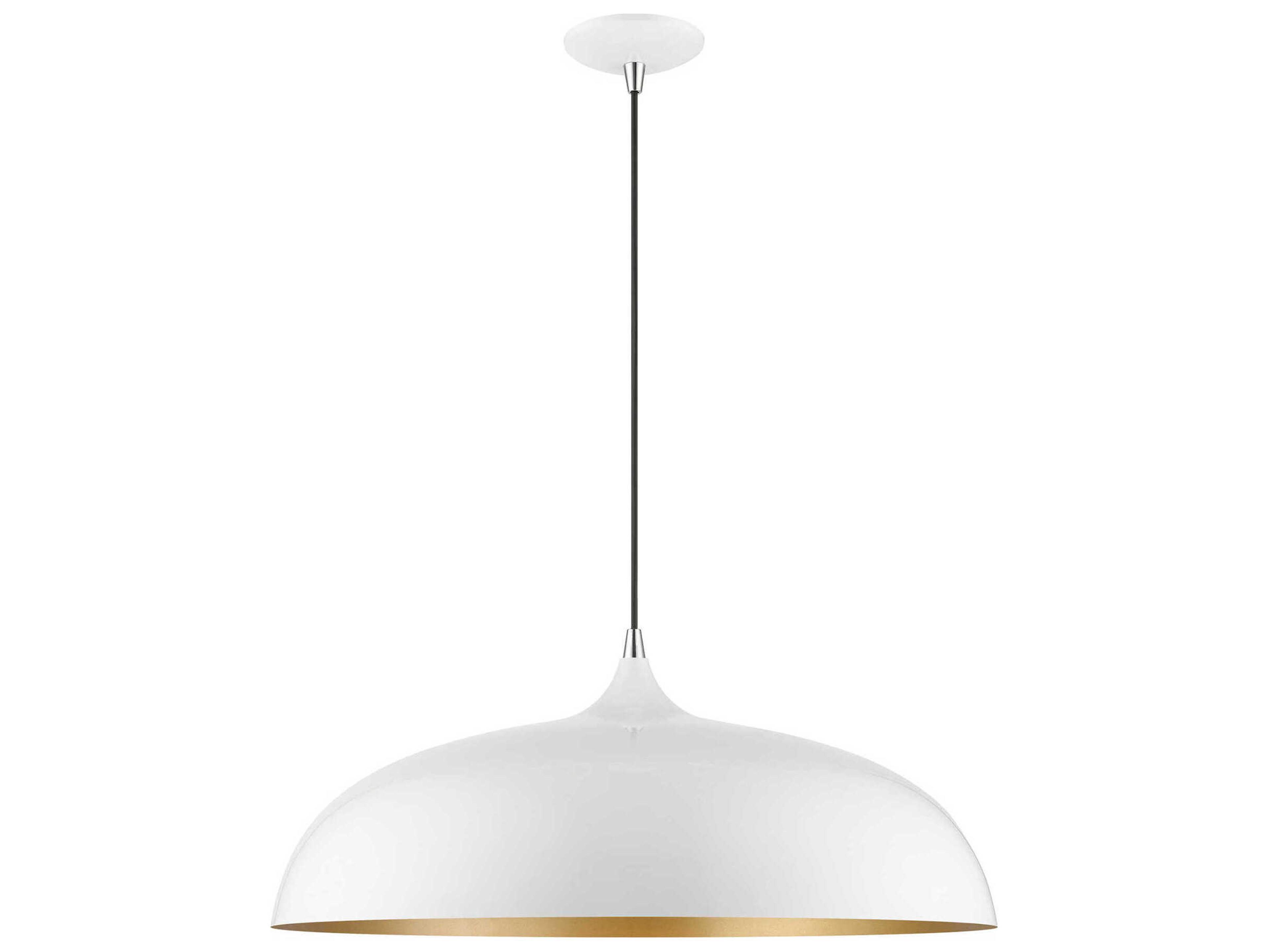 Livex Lighting Amador 3-Light Shiny White Polished Chrome Dome Pendant