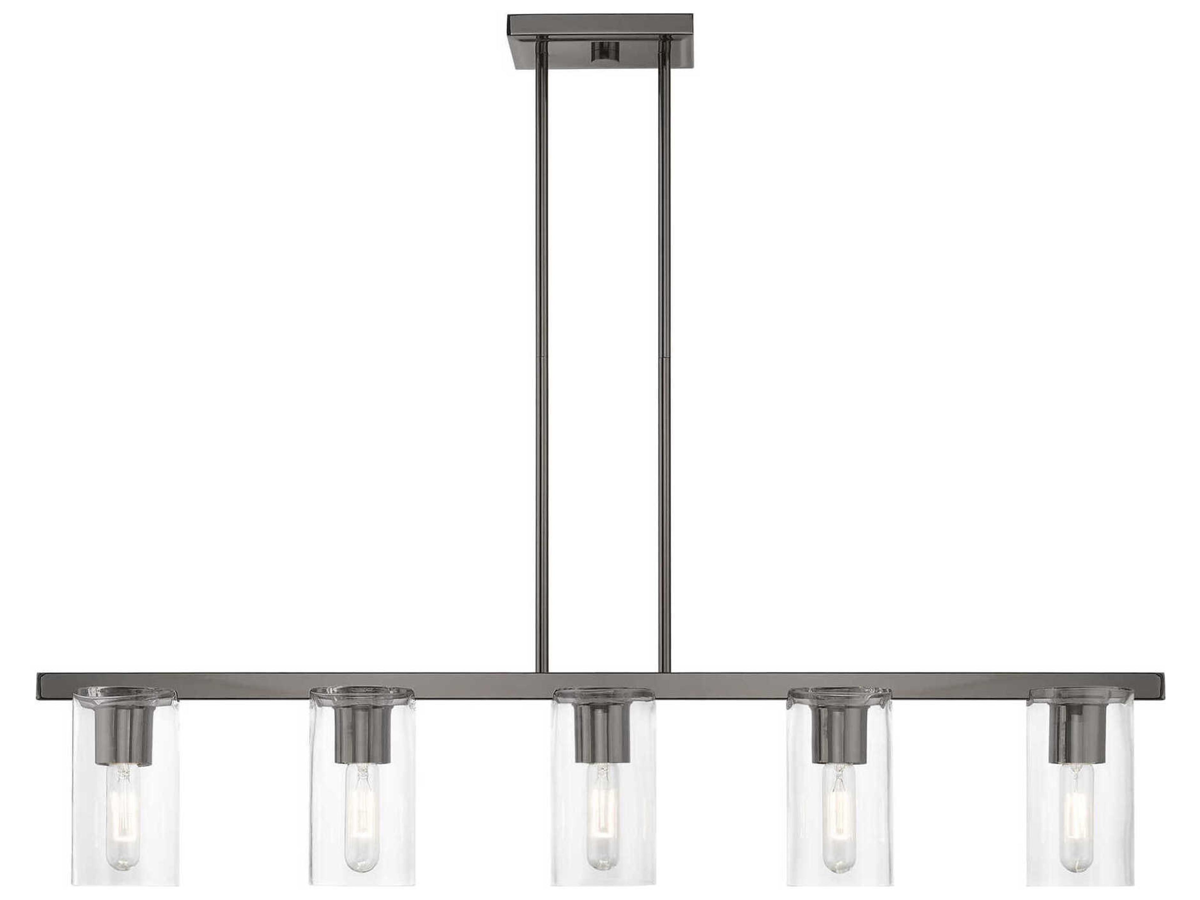 Livex Lighting Clarion 5-Light Black Chrome Glass Cylinder Linear Island Pendant
