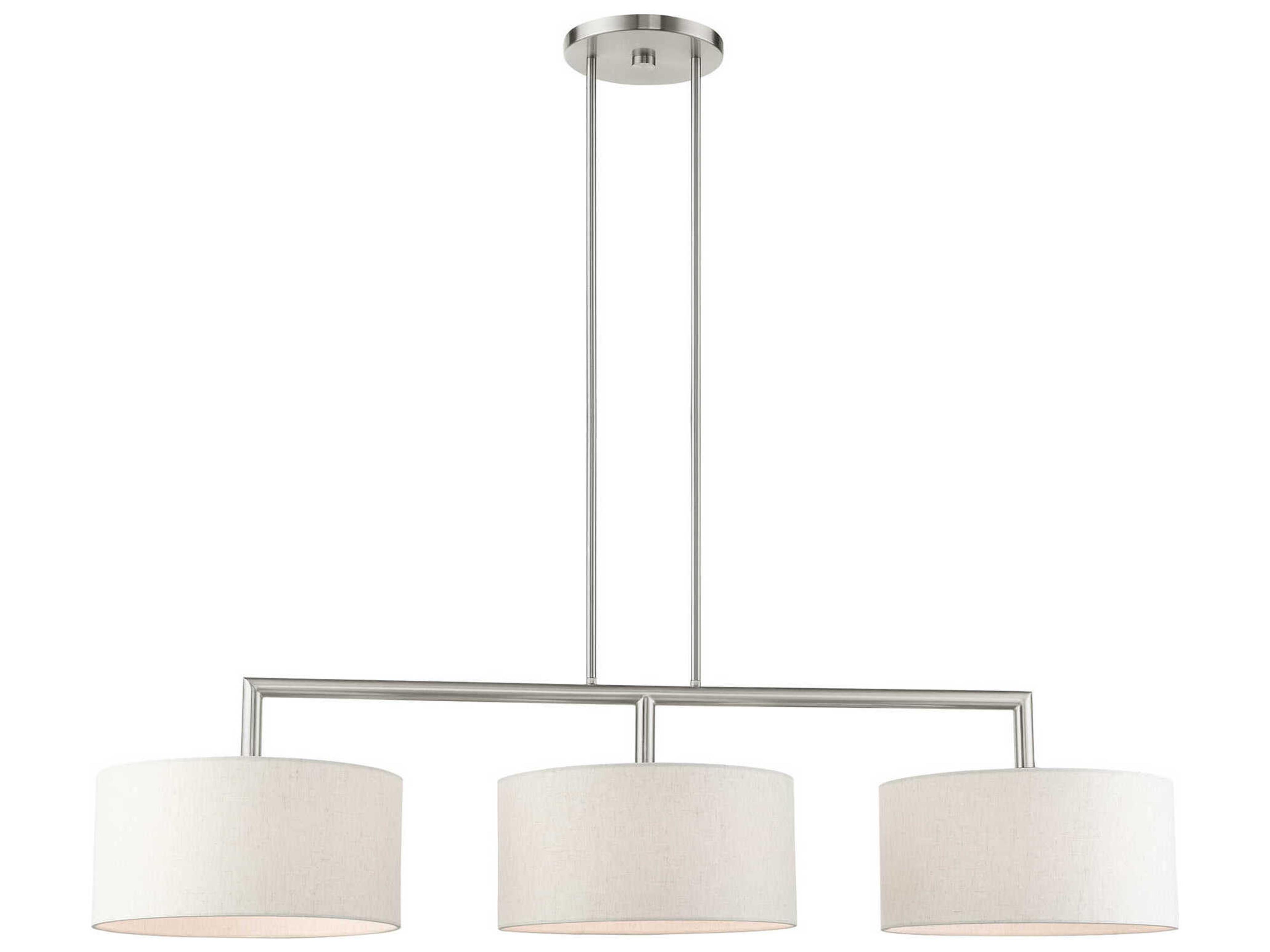 Livex Lighting Meridian 3-Light Brushed Nickel Drum Island Pendant