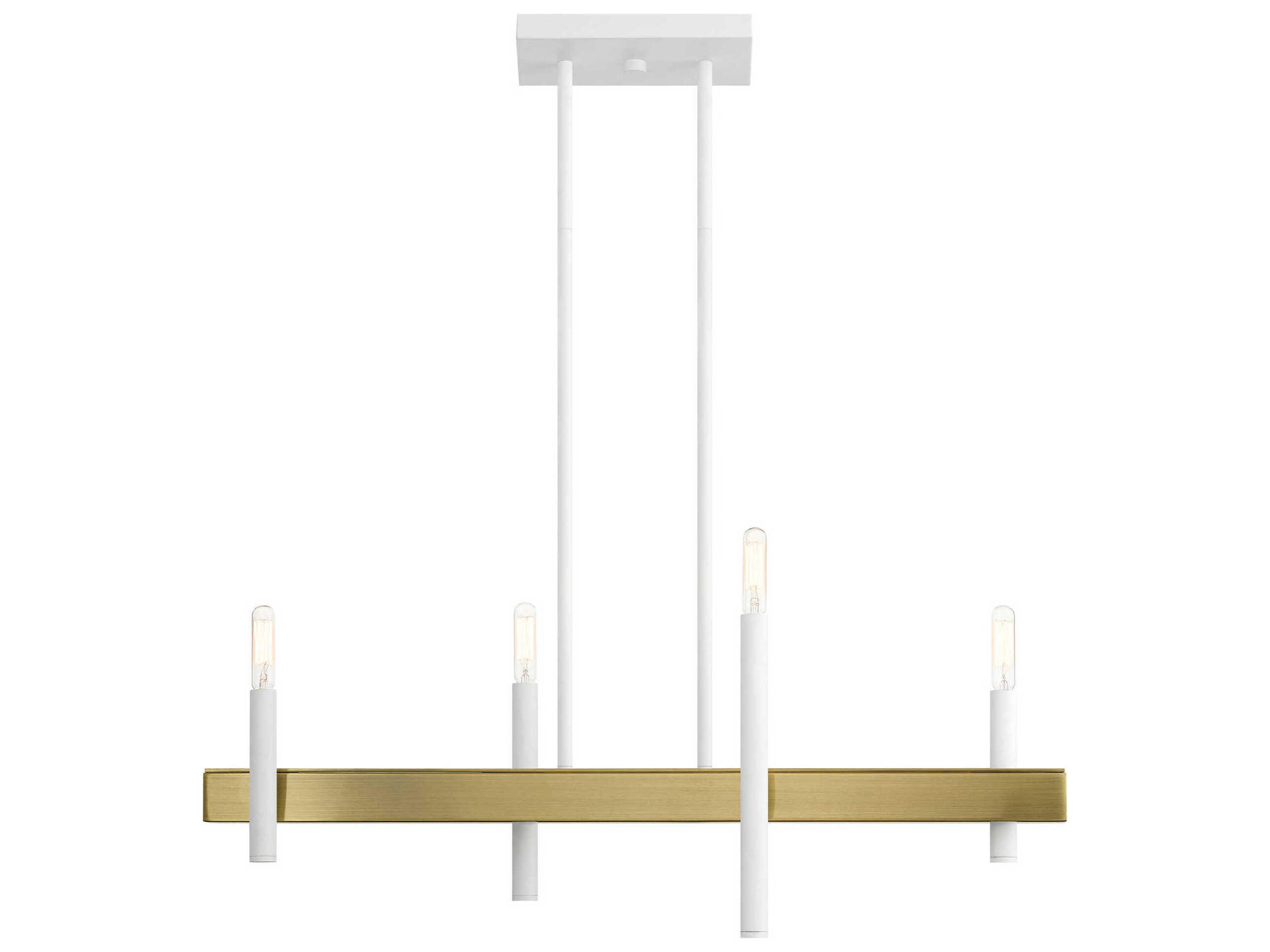 Livex Lighting Denmark 4-Light White Antique Brass Linear Island Pendant